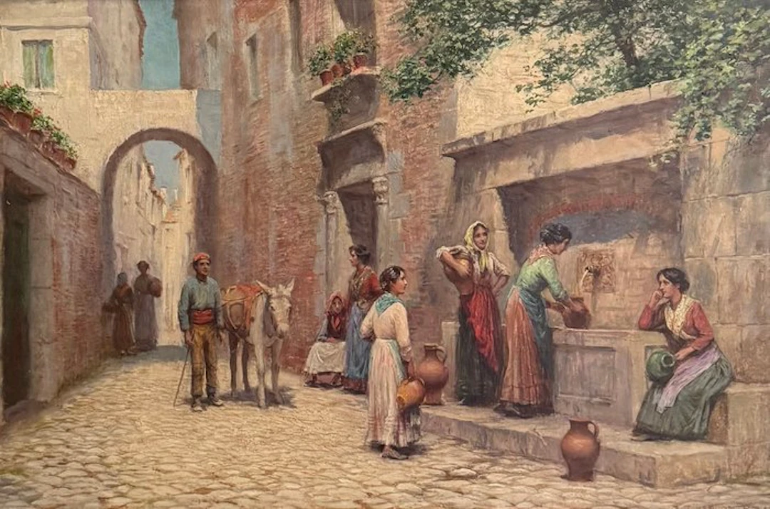 Arthur Trevor Haddon (1864-1941) - Scorcio di Taormina con Figure