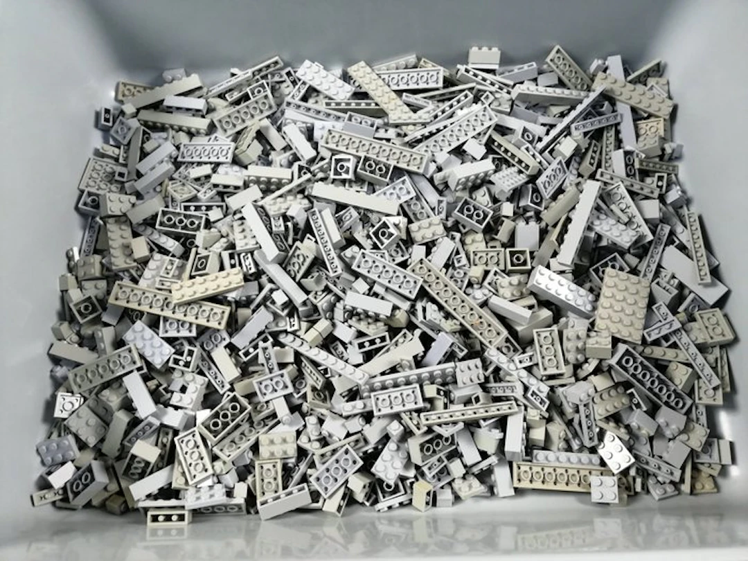 LEGO - geen serie - 02 Partij van 1000 lichtgrijze bouwstenen - 1990-2000