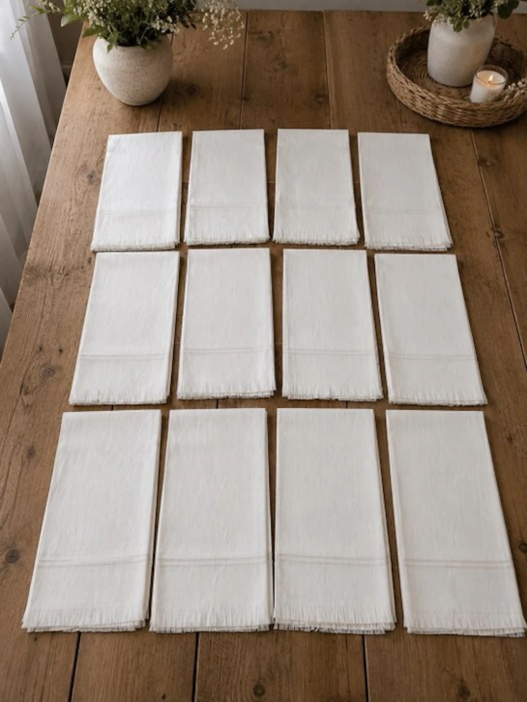 Tovaglioli puro lino anni 70' - Napkin (12) - 55 cm - 55 cm