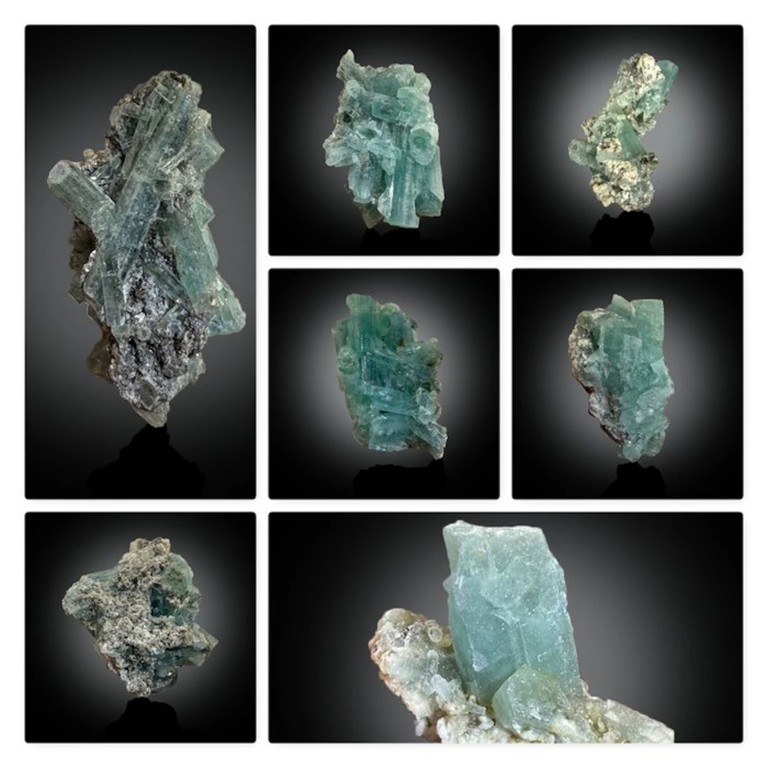 Aquamarine Crystal Cluster Lot – Blue Beryl on Matrix –...