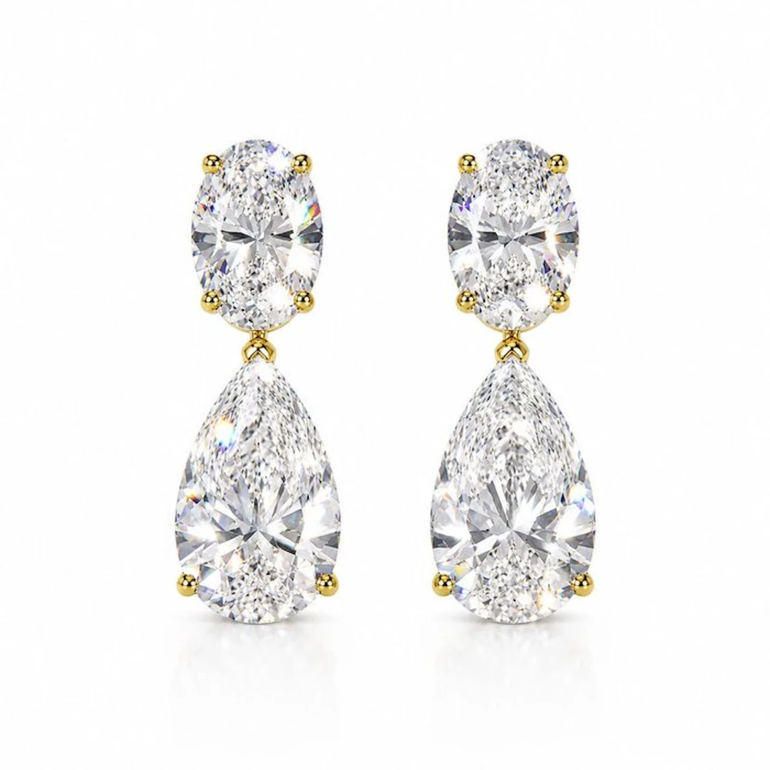Earrings - 14 kt. Yellow gold - 10.24ct. tw. Diamond (Lab-grown) - Diamond