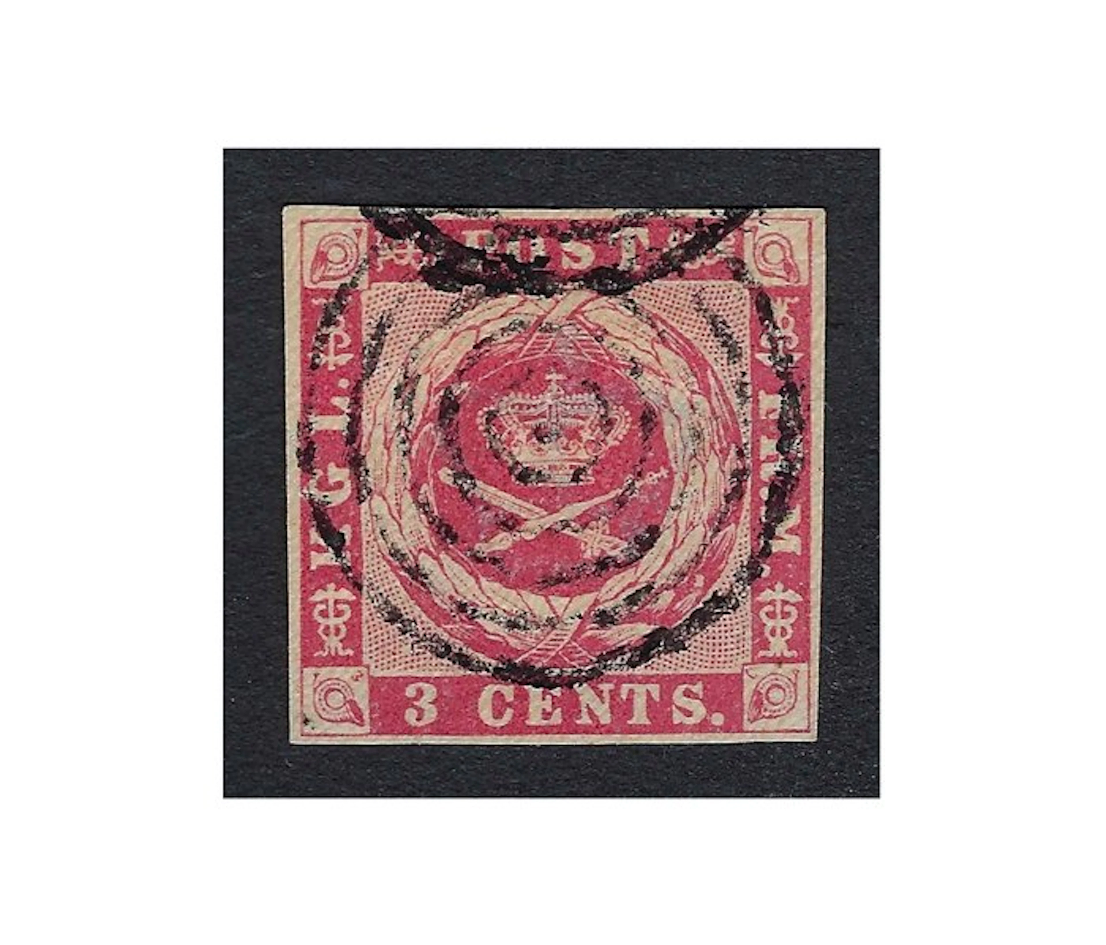 Danish West Indies 1855/67 - Coat of Arms 3c Carmine - Nº 1