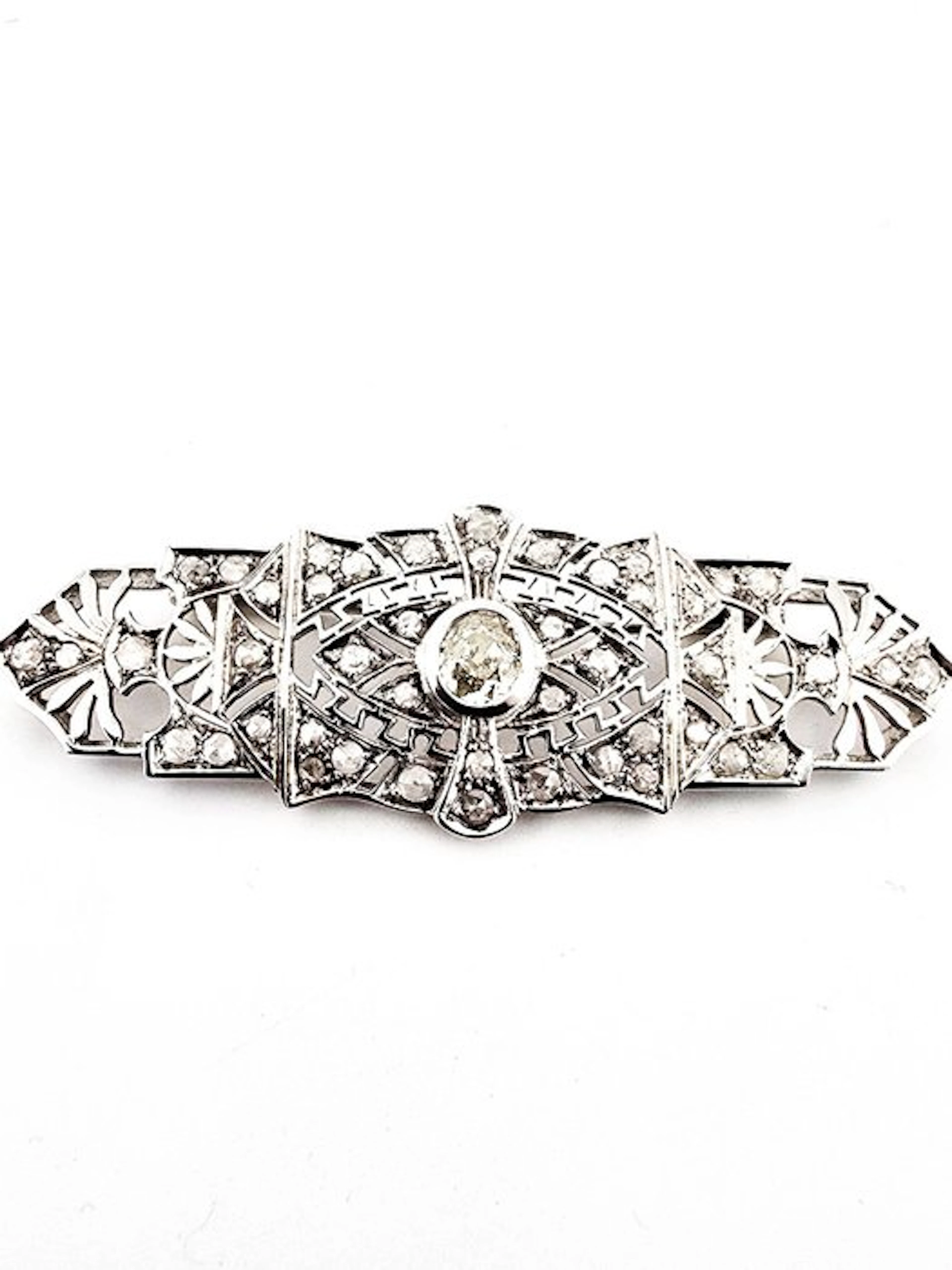 Brooch - 18 kt. White gold - 2.20ct. tw. Diamond (Natural)