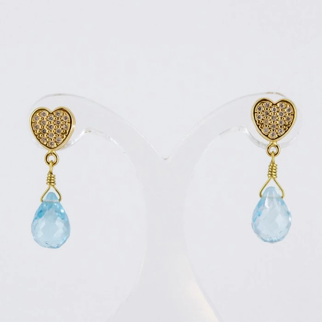 Earrings - 18 kt. Yellow gold Topaz - Diamond