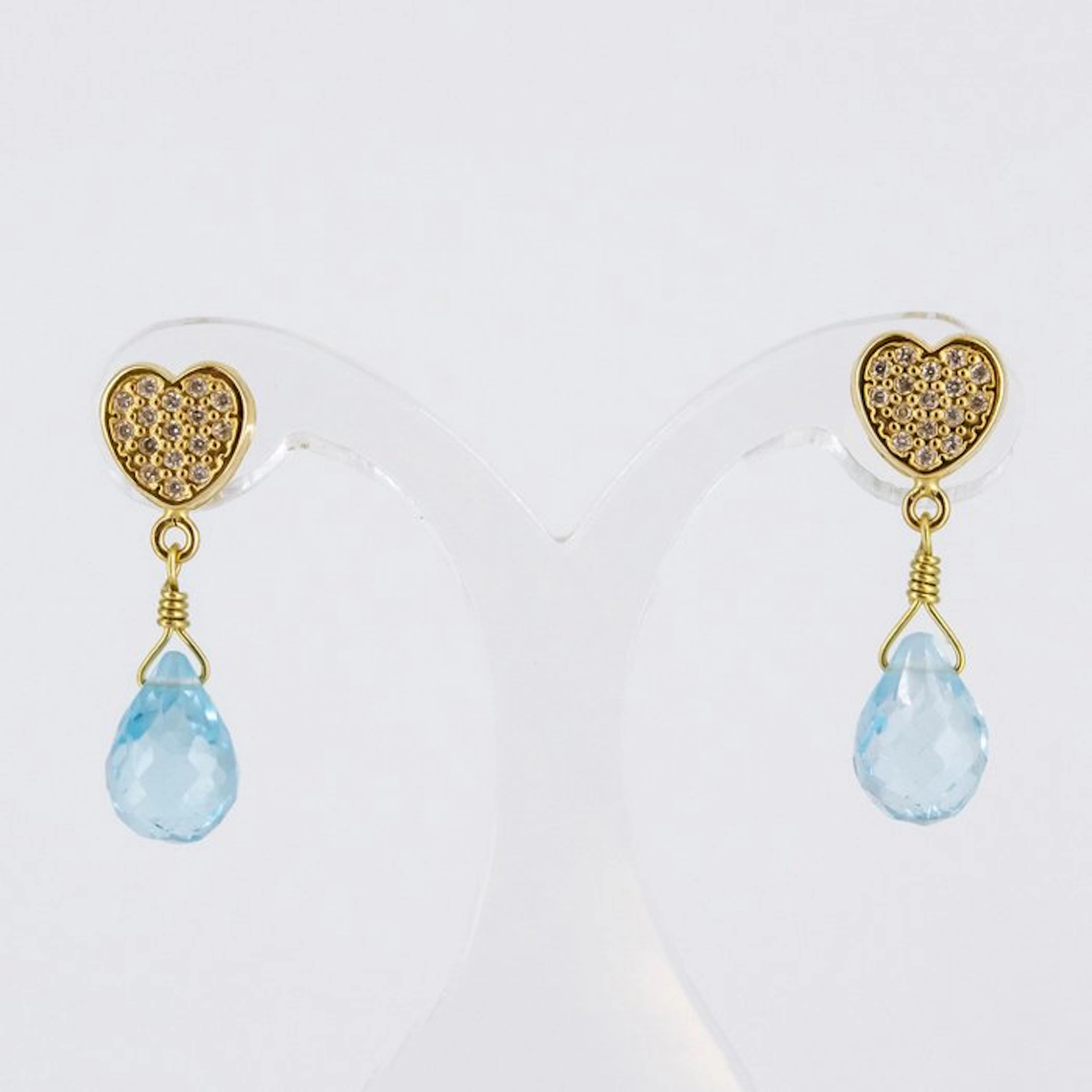 Earrings - 18 kt. Yellow gold Topaz - Diamond