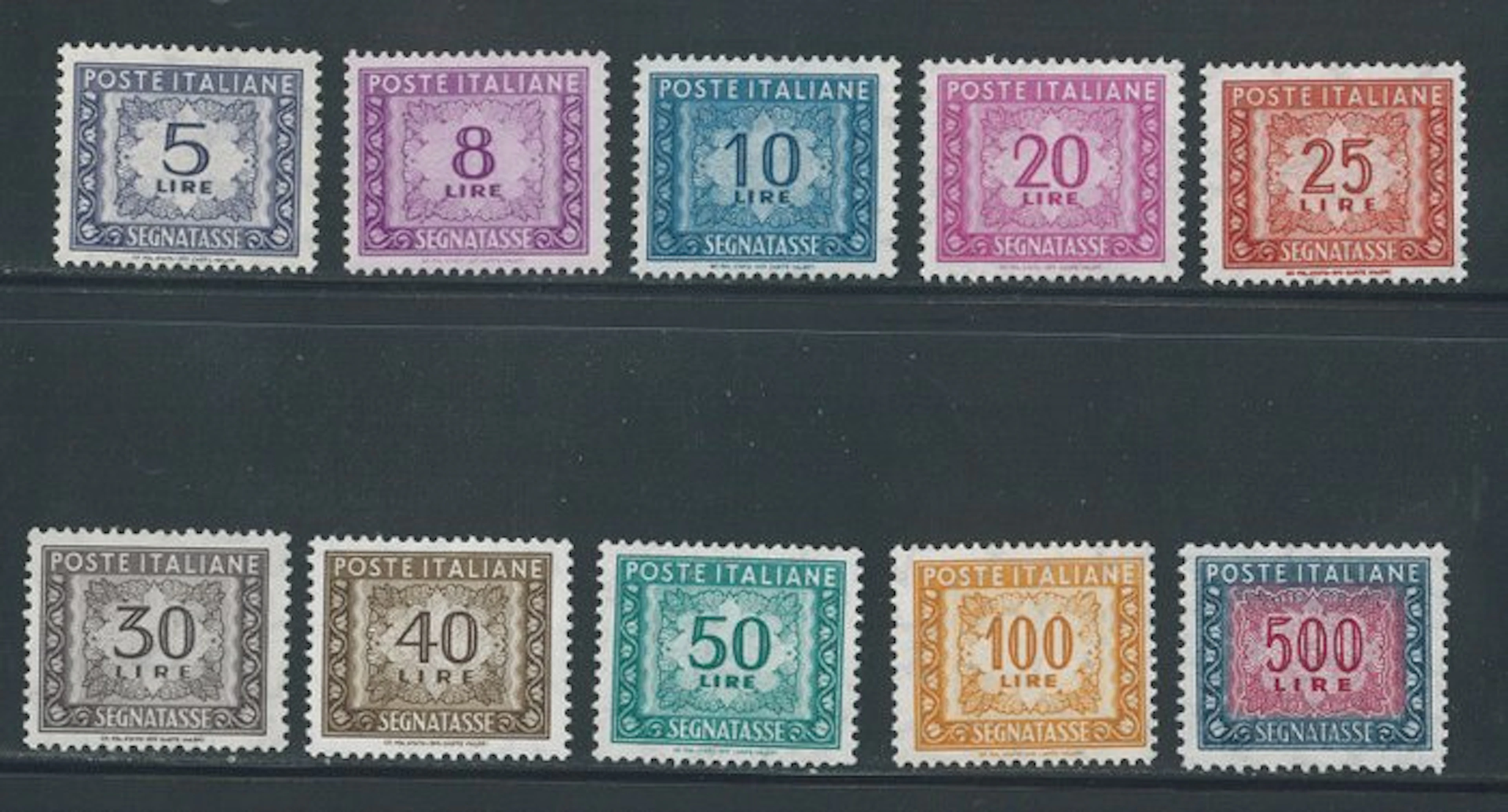 Italian Republic - Segnatasse fil. stelle, complete series no. 111/120.