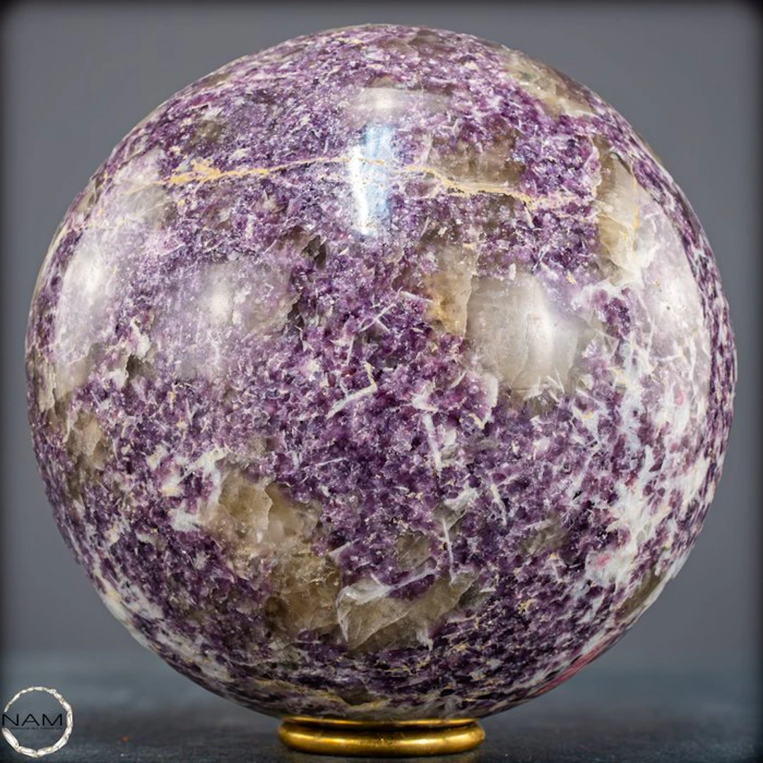 Beautiful Lepidolite sphere – Violet depth as a luxurious...