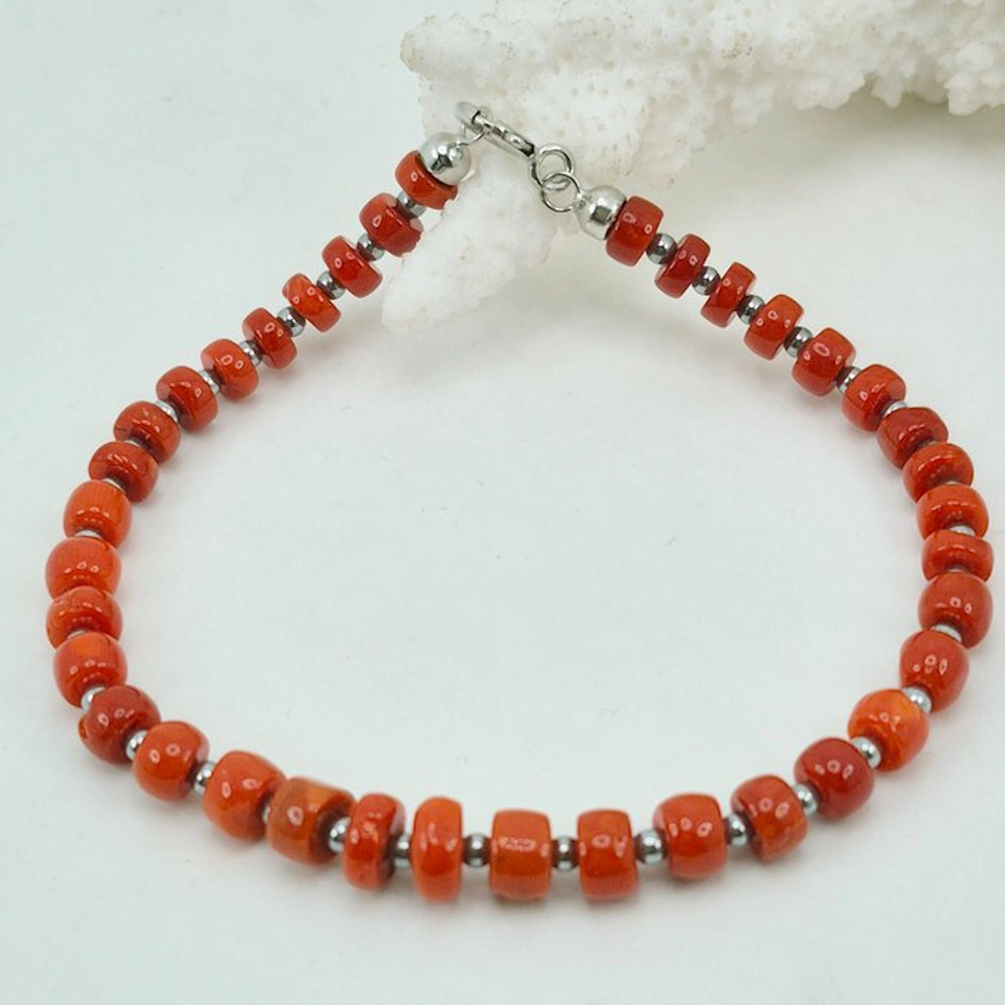 Coral - Silver, No Reserve - Bracelet - CORALLO MEDITERRANEO