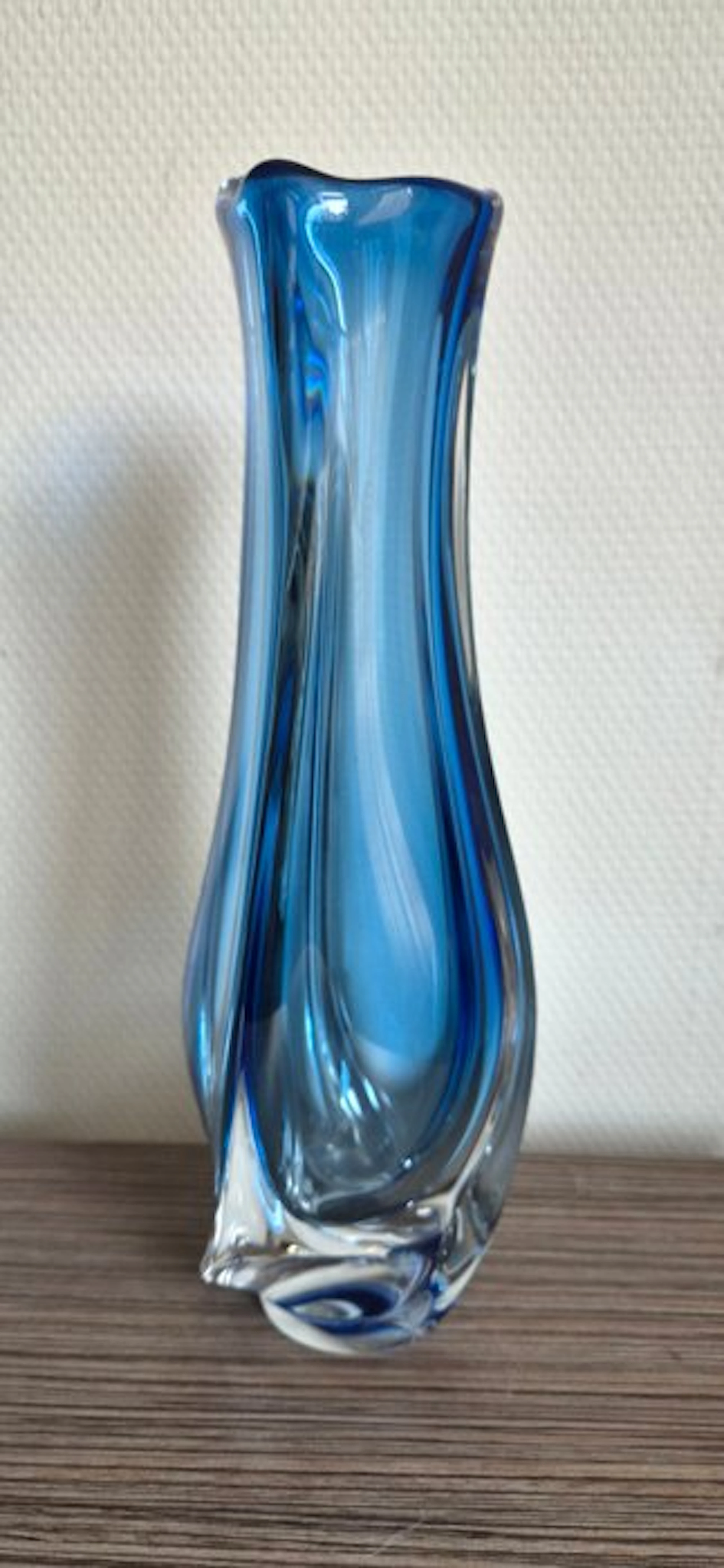 Val Saint Lambert - Vase - vase - Crystal - Blue designer vase