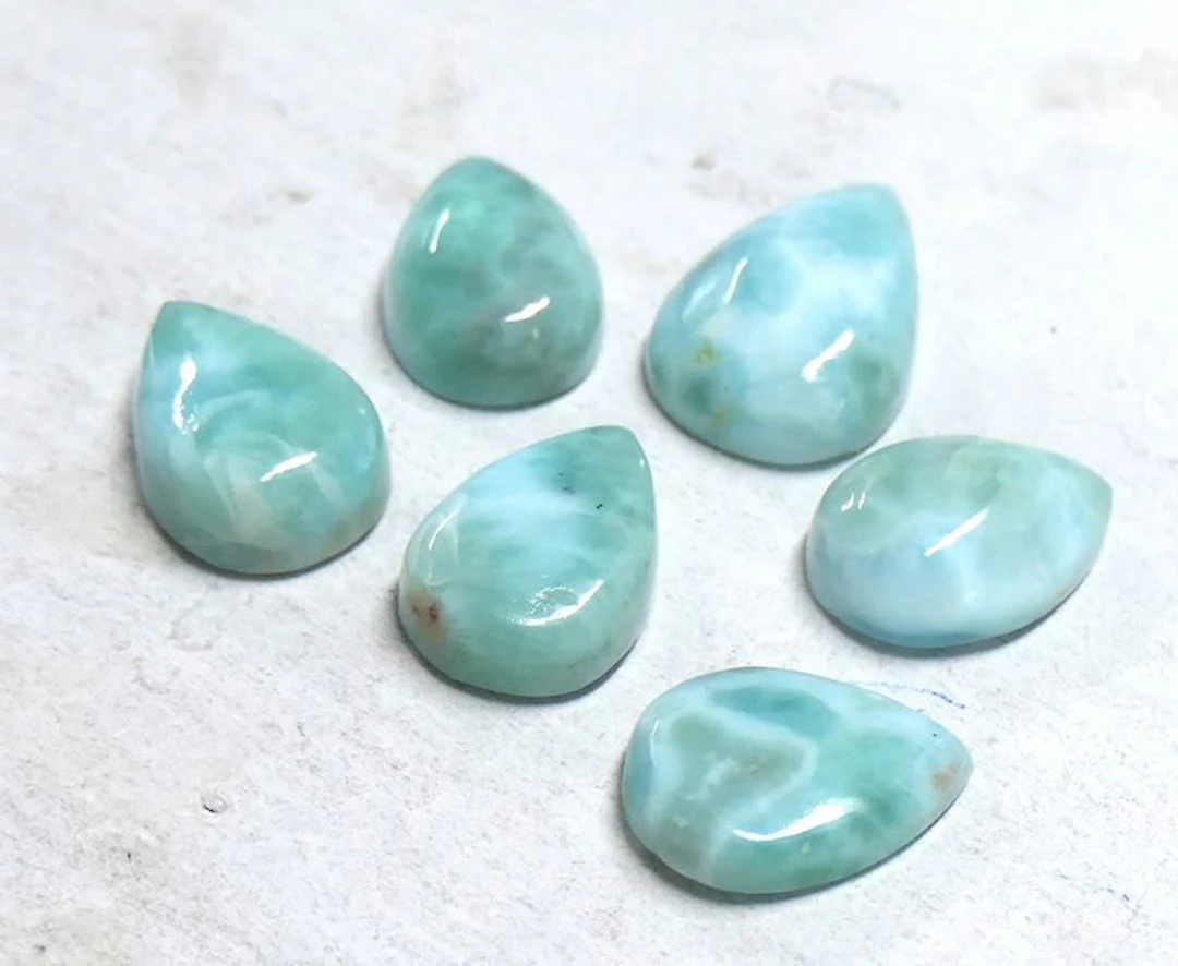 Gorgeous lot of Larimar - 100% natural - Cabochon- 7.55 g - (6)