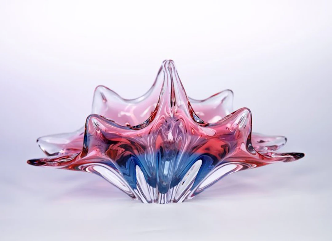 Josef Hospodka - Vintage Glass Dish 1,5kg - Chribska Glassworks