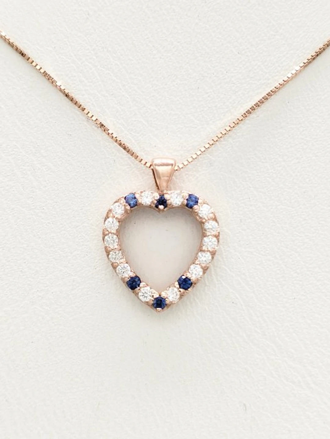 No reserve price - Necklace - 14 kt. Rose gold Sapphire - Diamond