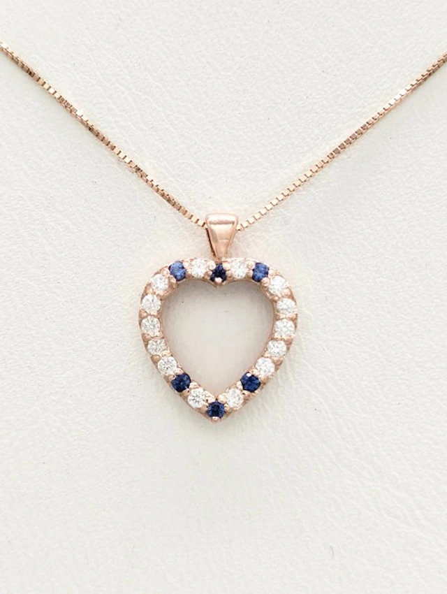 No reserve price - Necklace - 14 kt. Rose gold Sapphire - Diamond