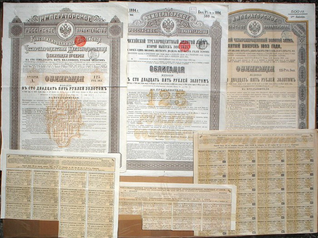Russia. 3 x Gold Bonds - 19,15 £