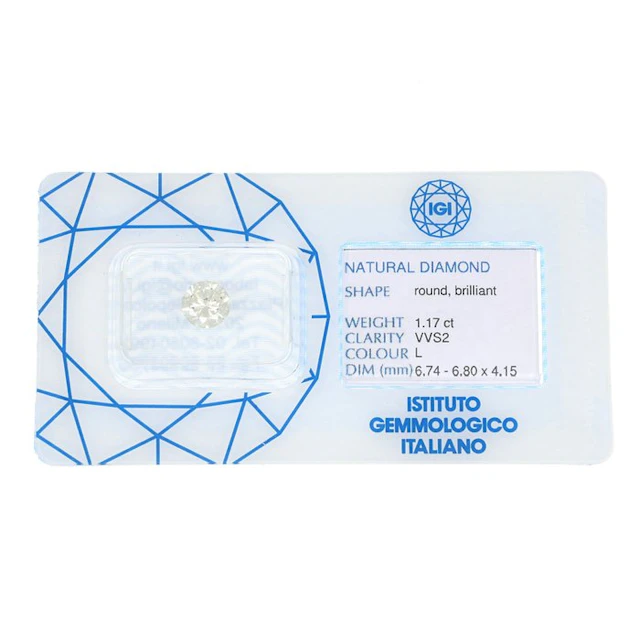 1 pcs Diamond (Natural) - 1.17 ct - Round - L - VVS2...