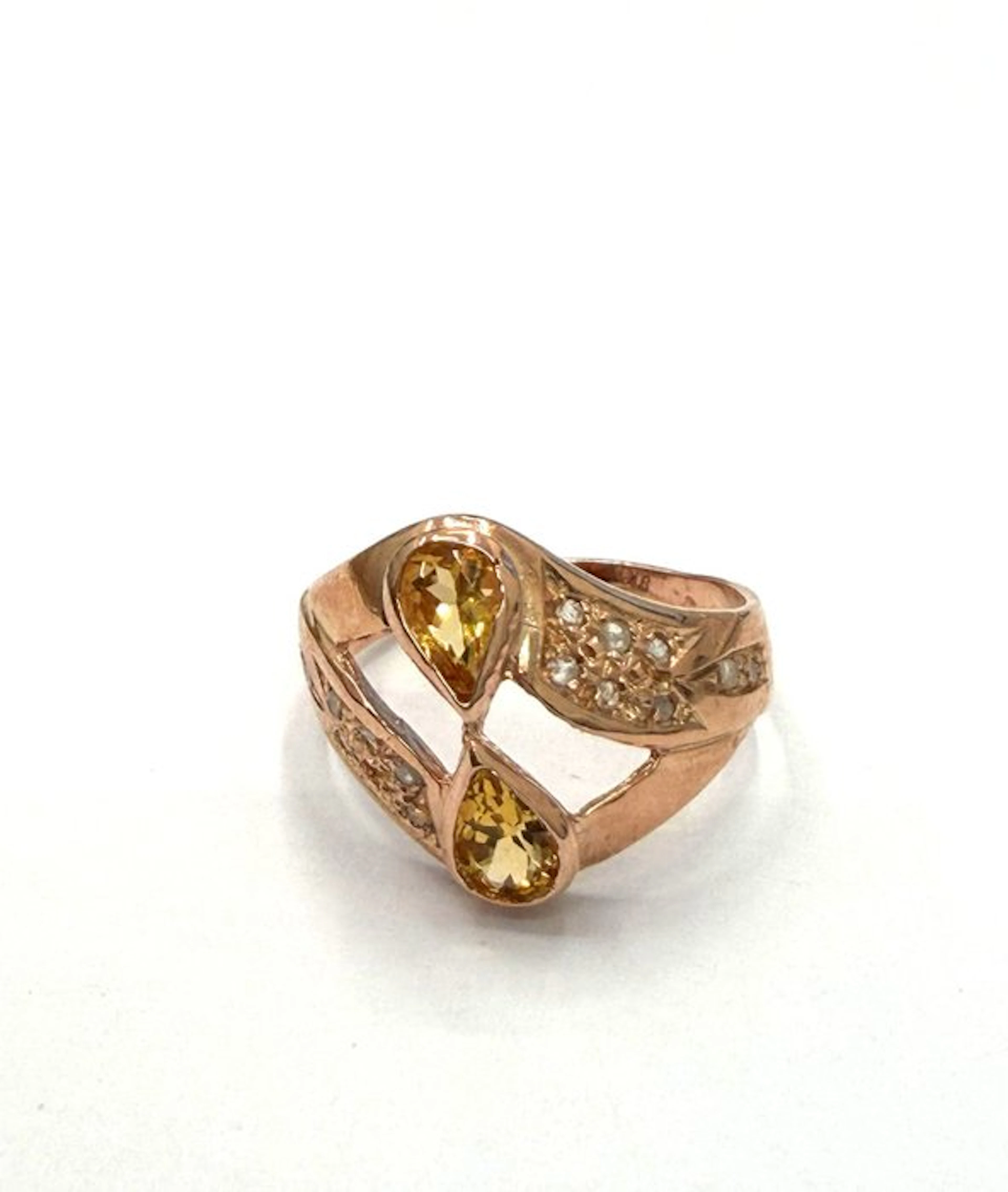 No reserve price - Ring - 9 kt. Rose gold, Silver Diamond (Natural) - Spinel