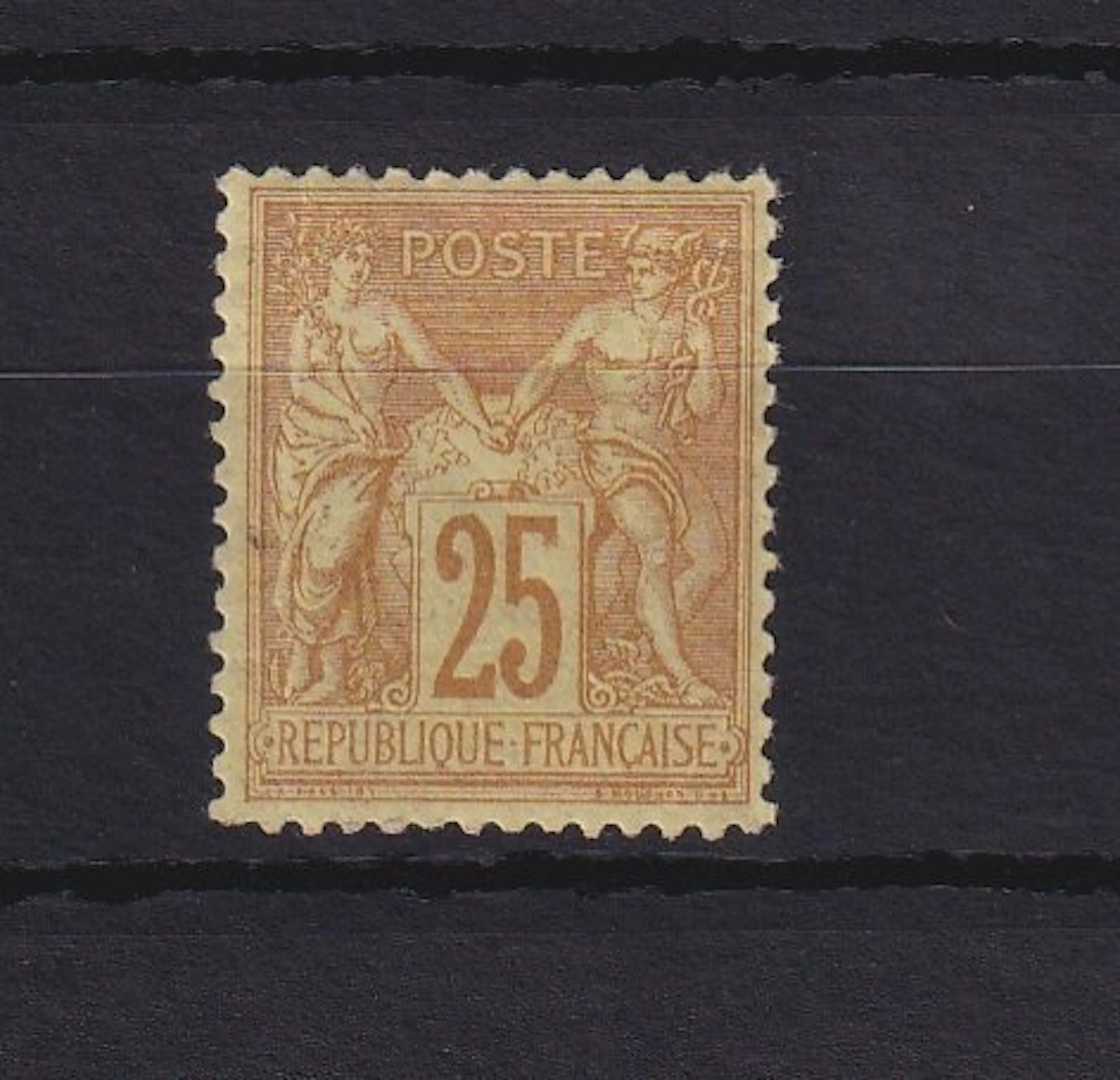 France 1879 - sage 25ct bistre sur jaune - Yvert n°92