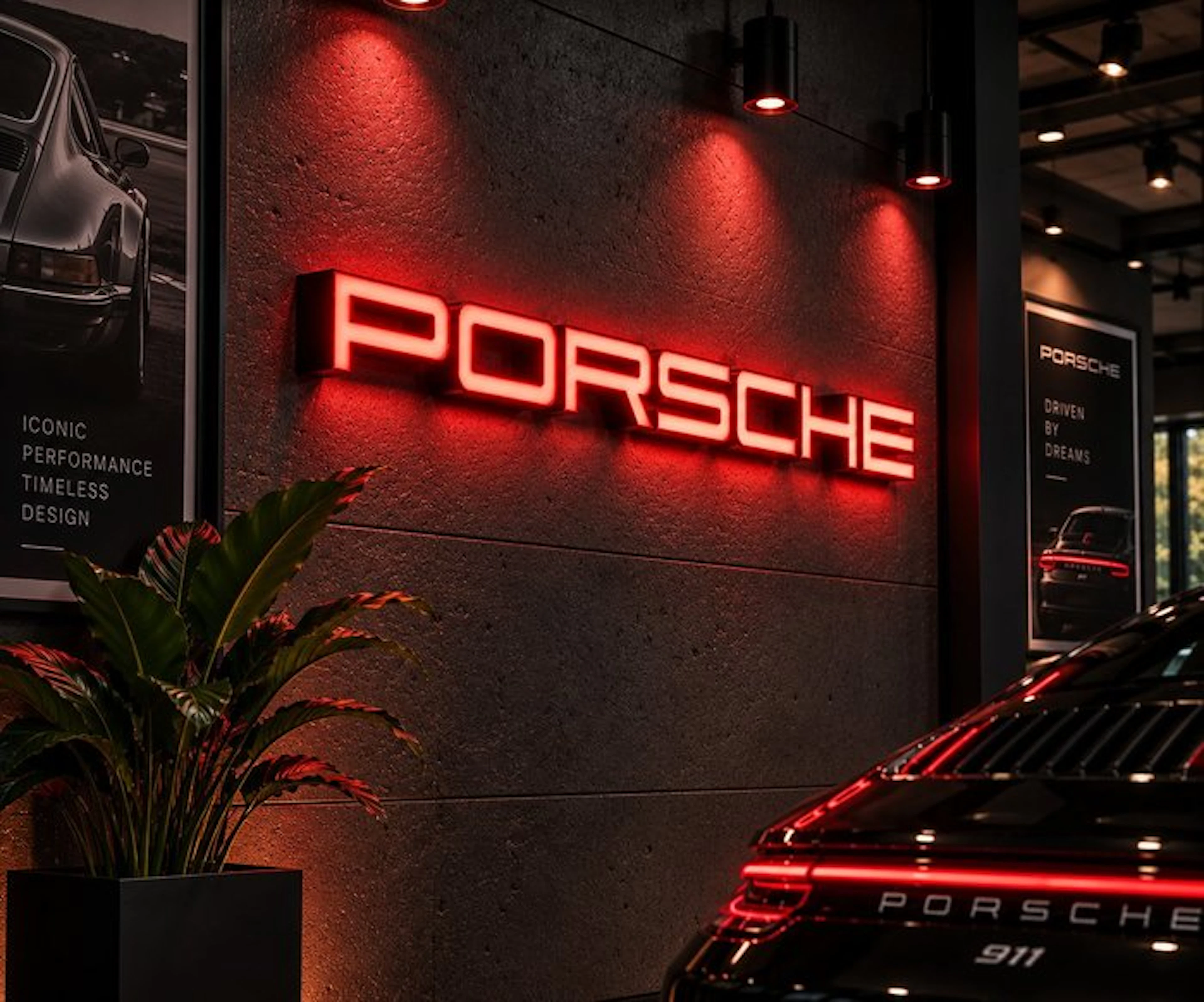 Sign - Porsche - XL Porsche Led Red - 2026