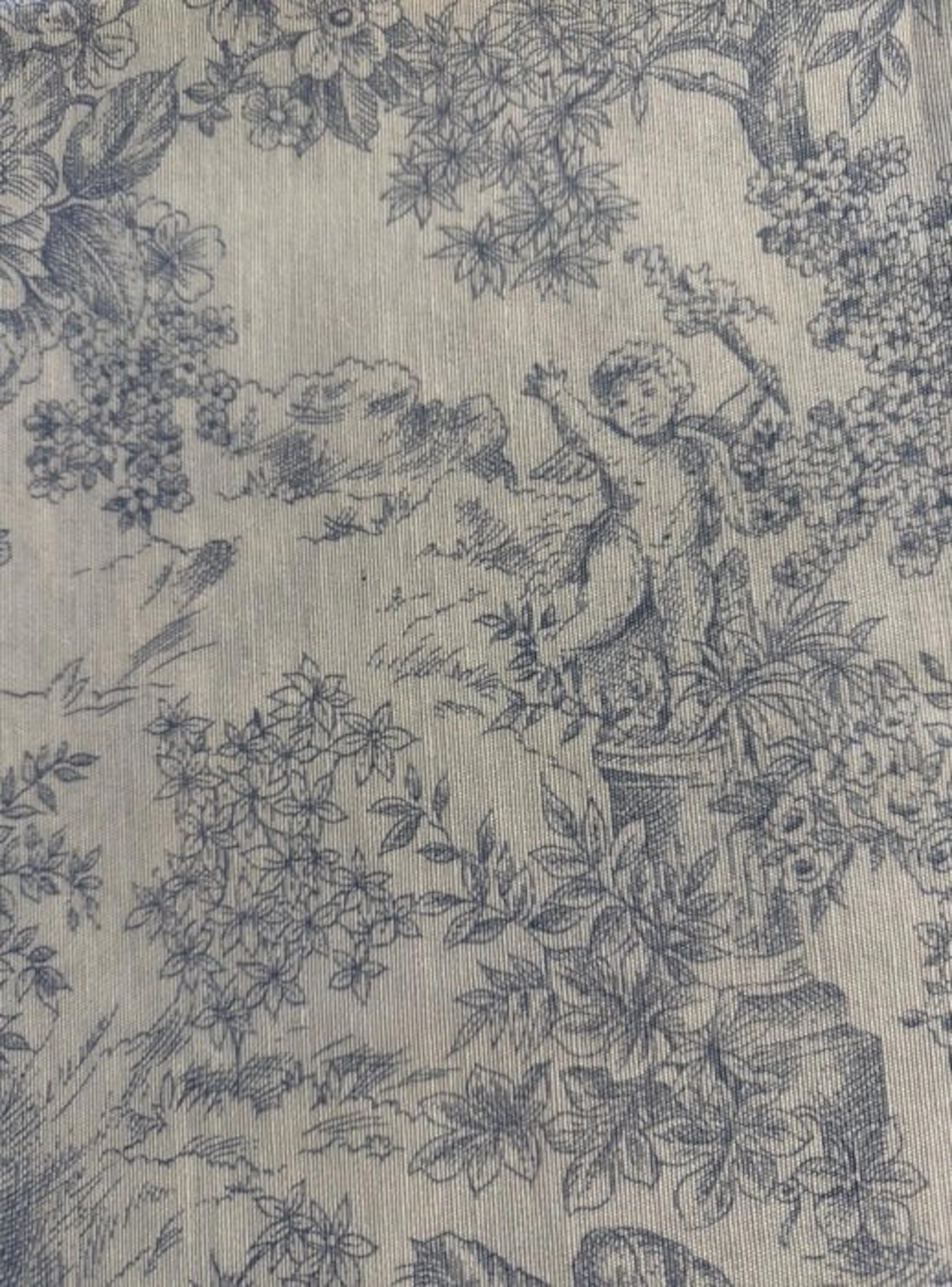 Classic cretonne fabric in Toile de Jouy, light blue - Textile - 2.8 m - 2.48 m