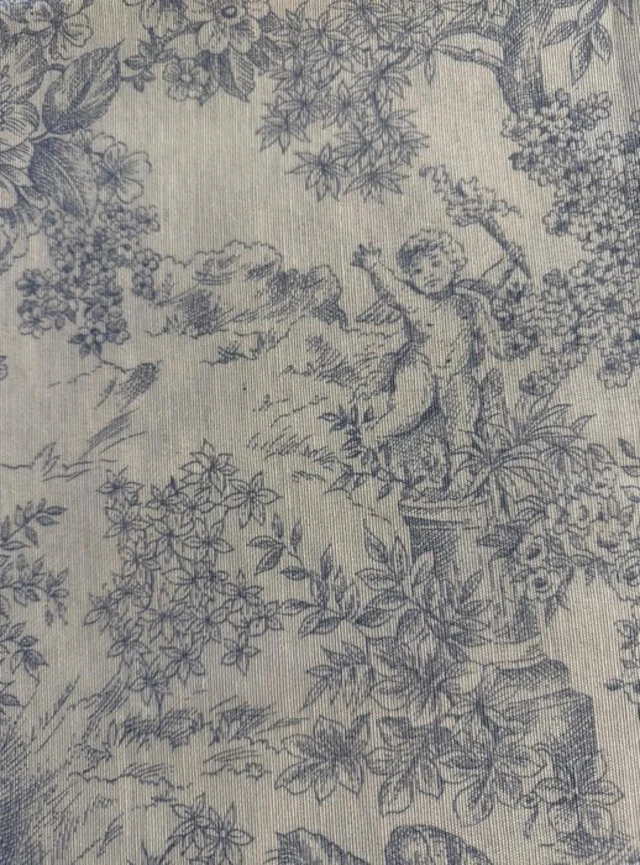 Classic cretonne fabric in Toile de Jouy, light blue - Textile - 2.8 m - 2.48 m