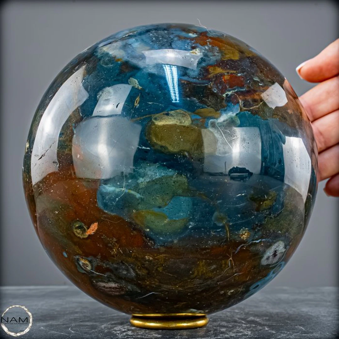 Ocean Jasper Sphere – A colorful masterpiece of nature Of...