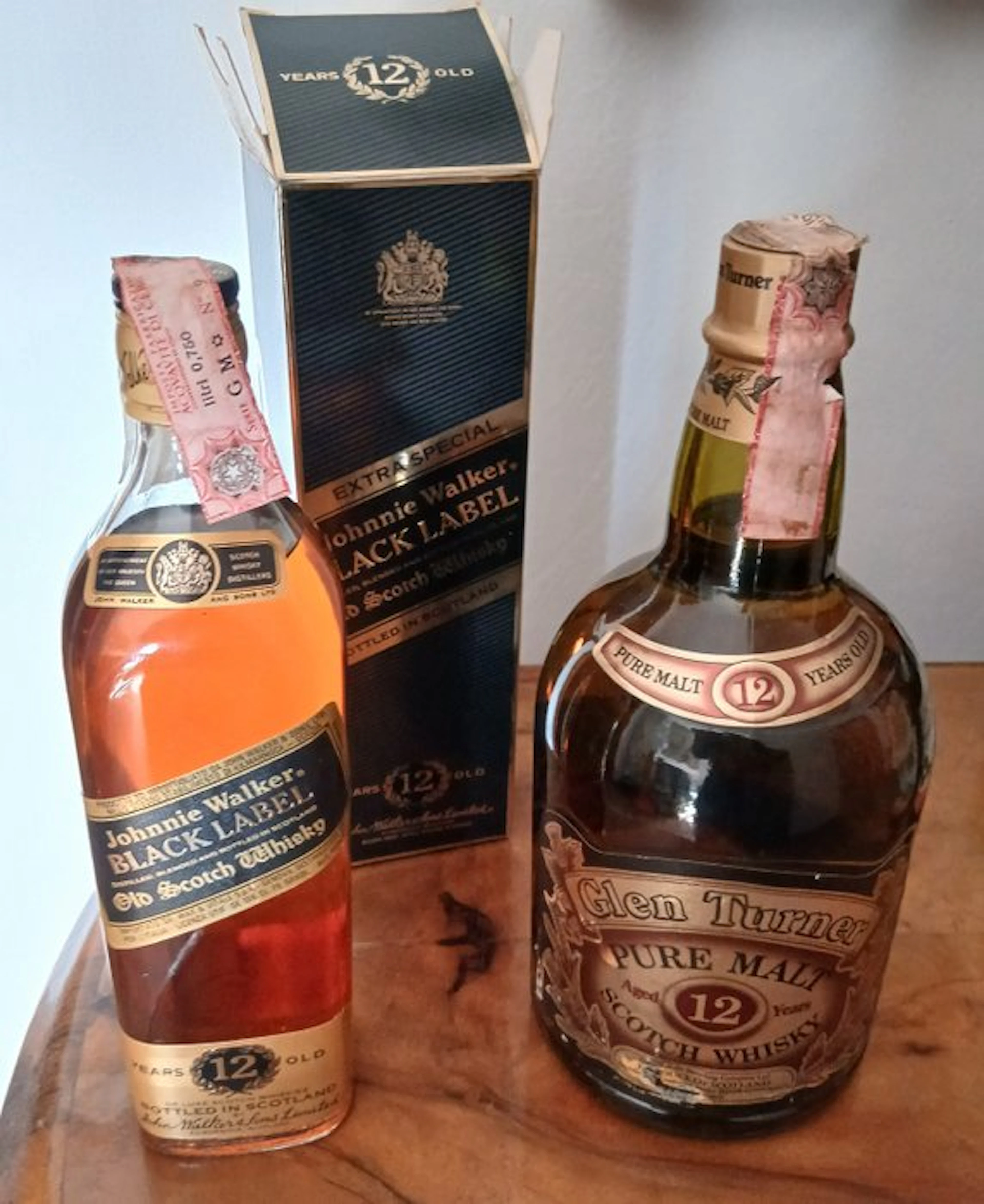 Johnnie Walker 12yo + Glen Turner 12yo Pure Malt - 75cl, 1L - 2 bottles