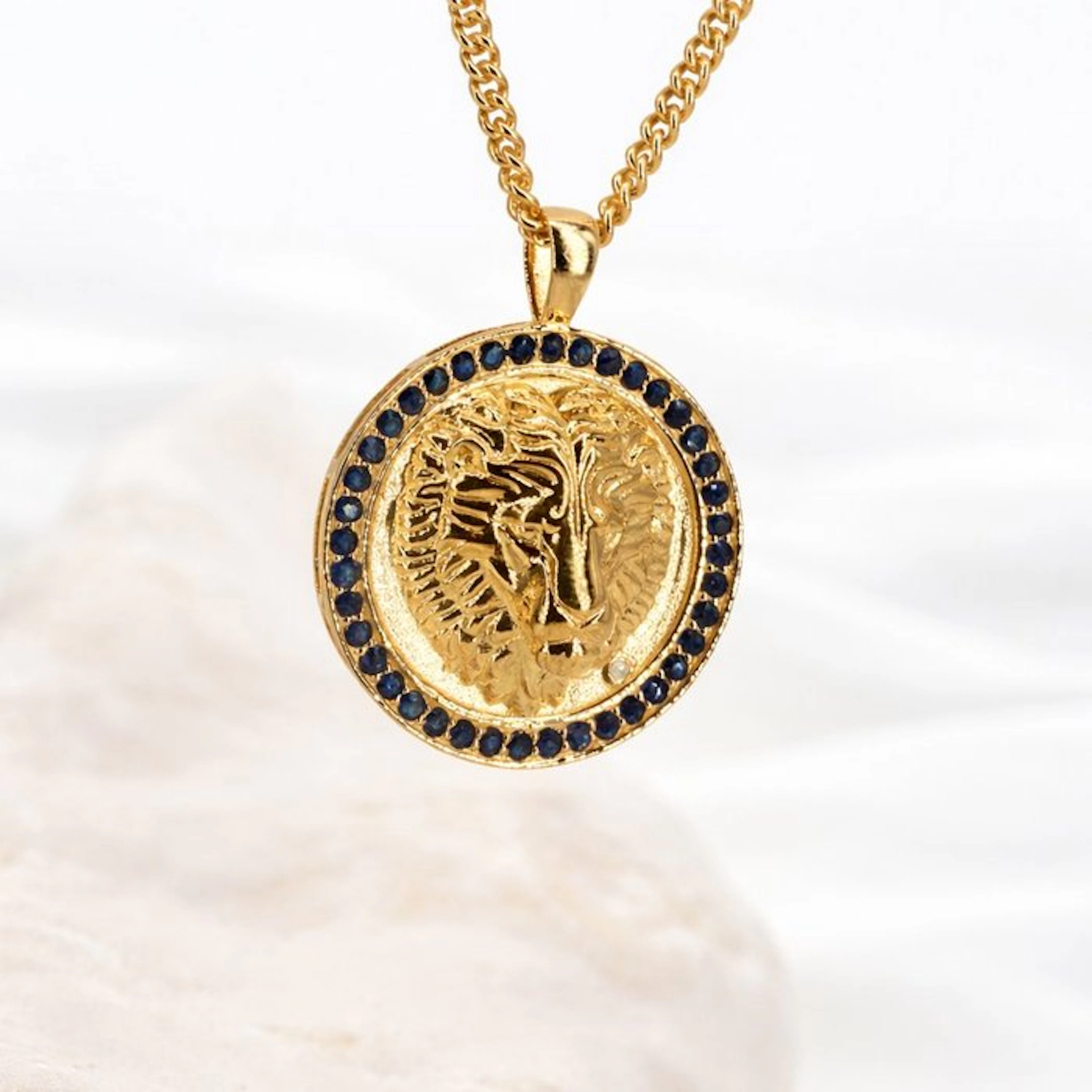 No reserve price - Necklace Gold-plated Sapphire - Diamond - 18K Gold Plated