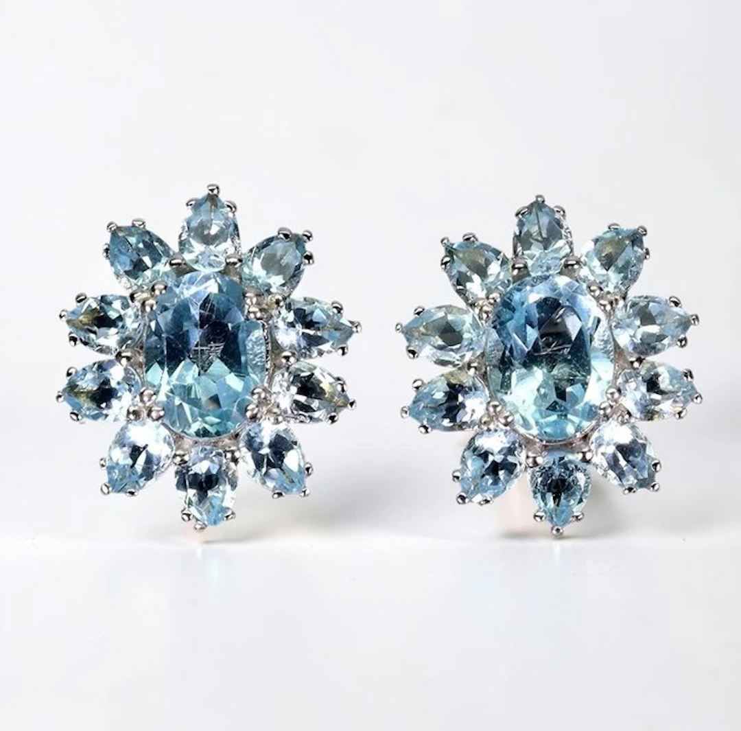 No reserve price - Earrings 14K White Gold Plated 925 Sterling Silver