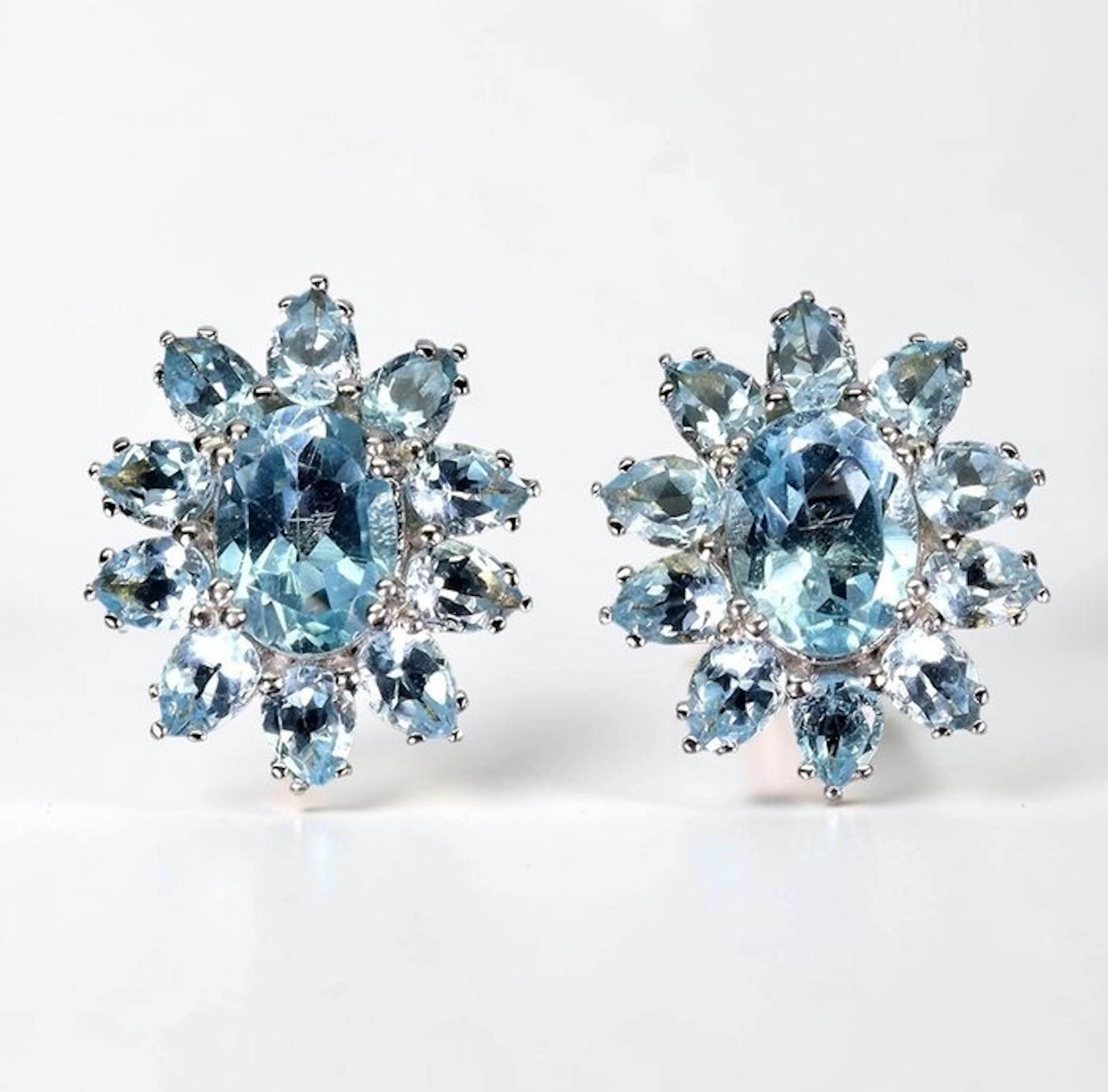 No reserve price - Earrings 14K White Gold Plated 925 Sterling Silver