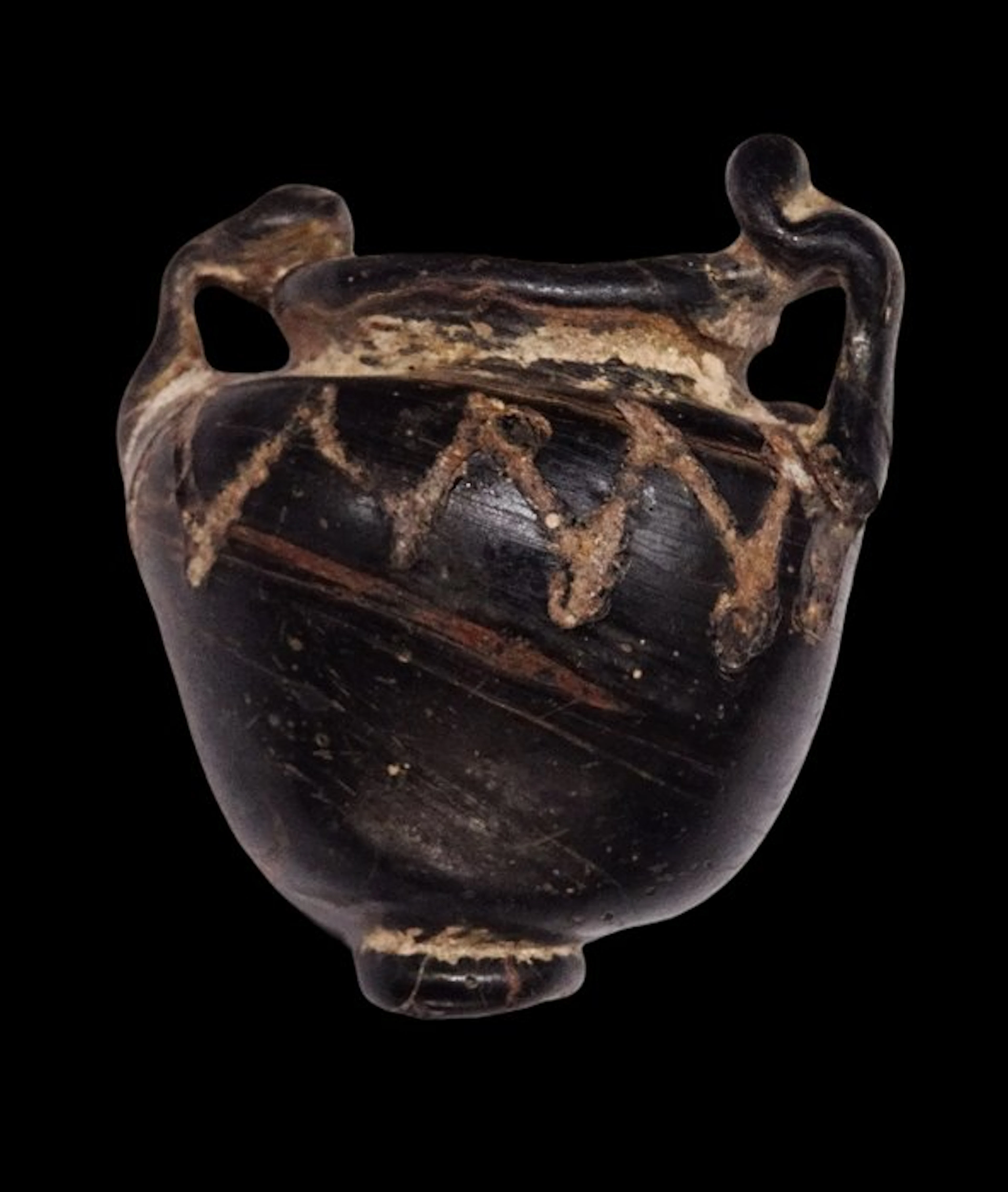Phoenician - Black glass amphoriskos - Core glass - 5th–3rd century BCE.