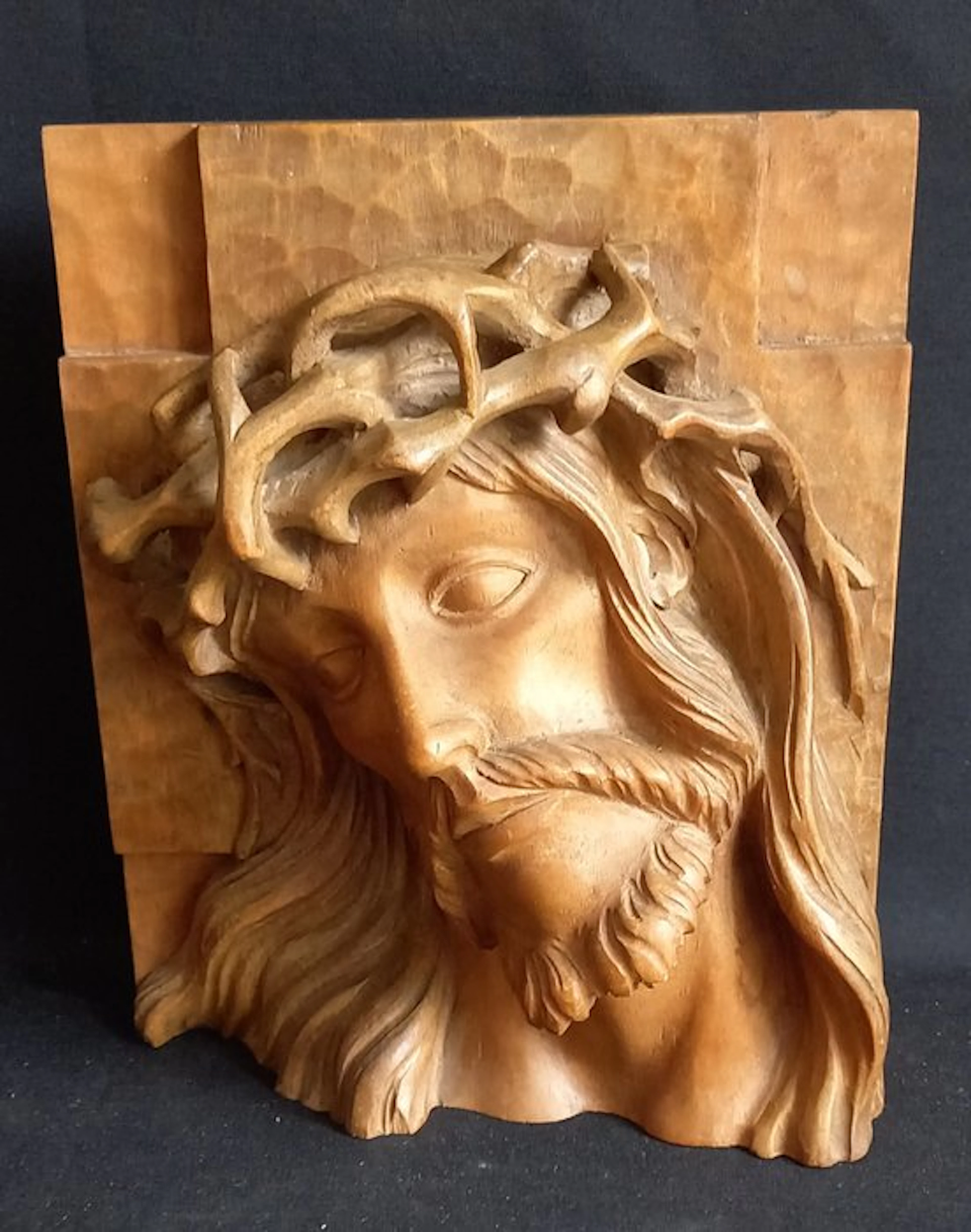 Hordet - Sculpture, Christus met doornenkroon - 24 cm - Cherry wood