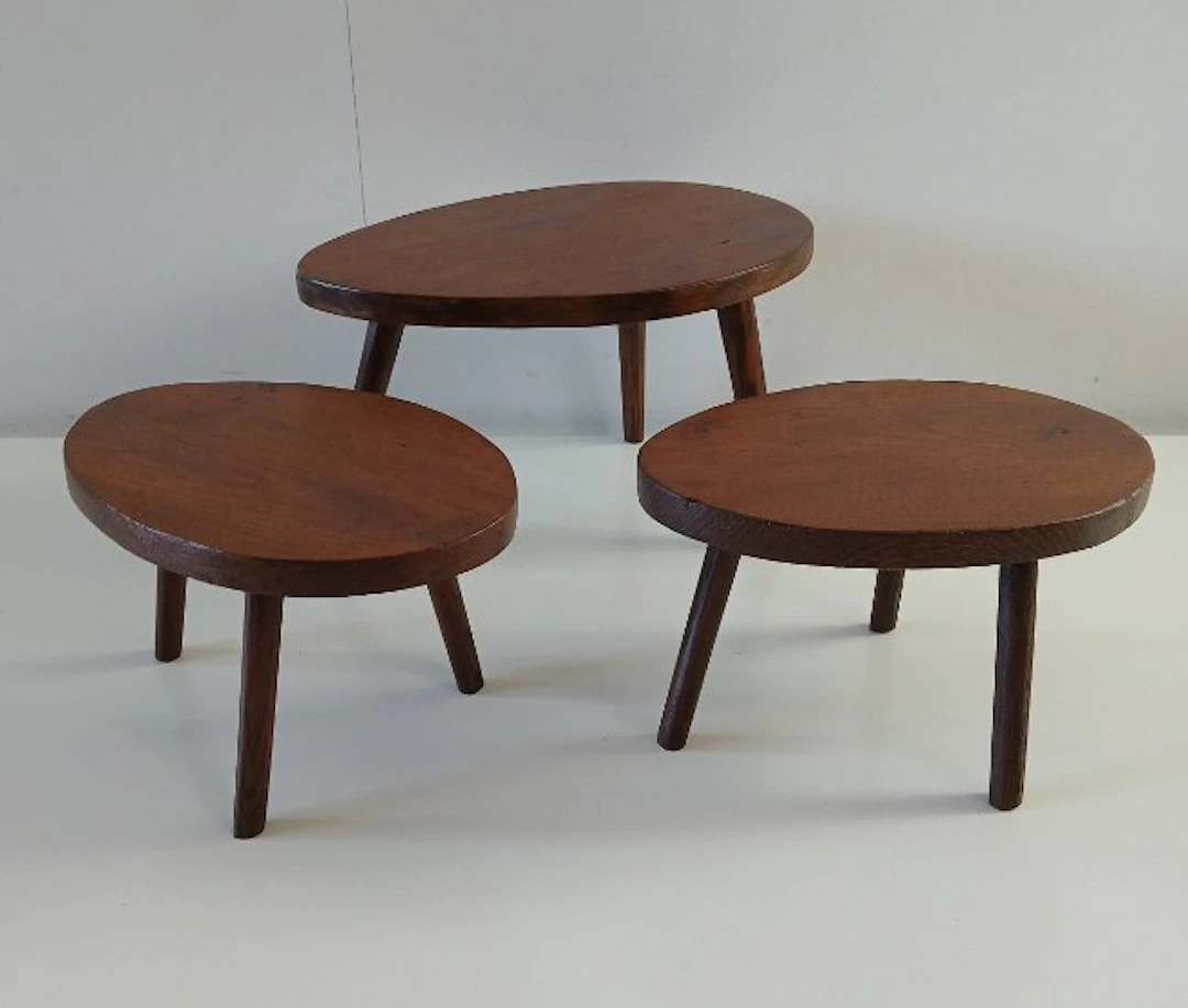 Nesting tables - Wood - Set of three vintage plant tables from the 1950s.