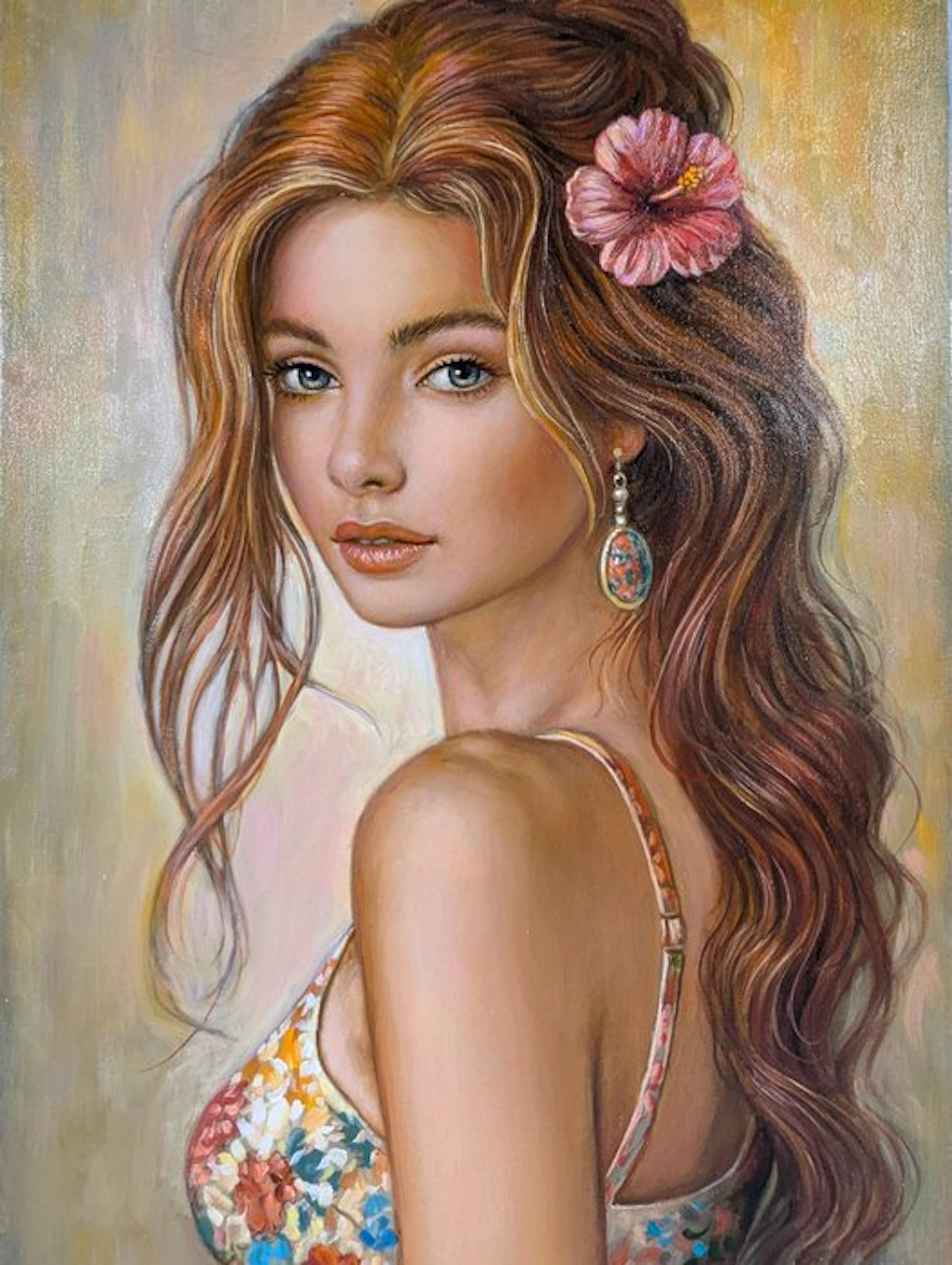 Giorgio Vitale (XX-XXI) - Ritratto con fiore tra i capelli