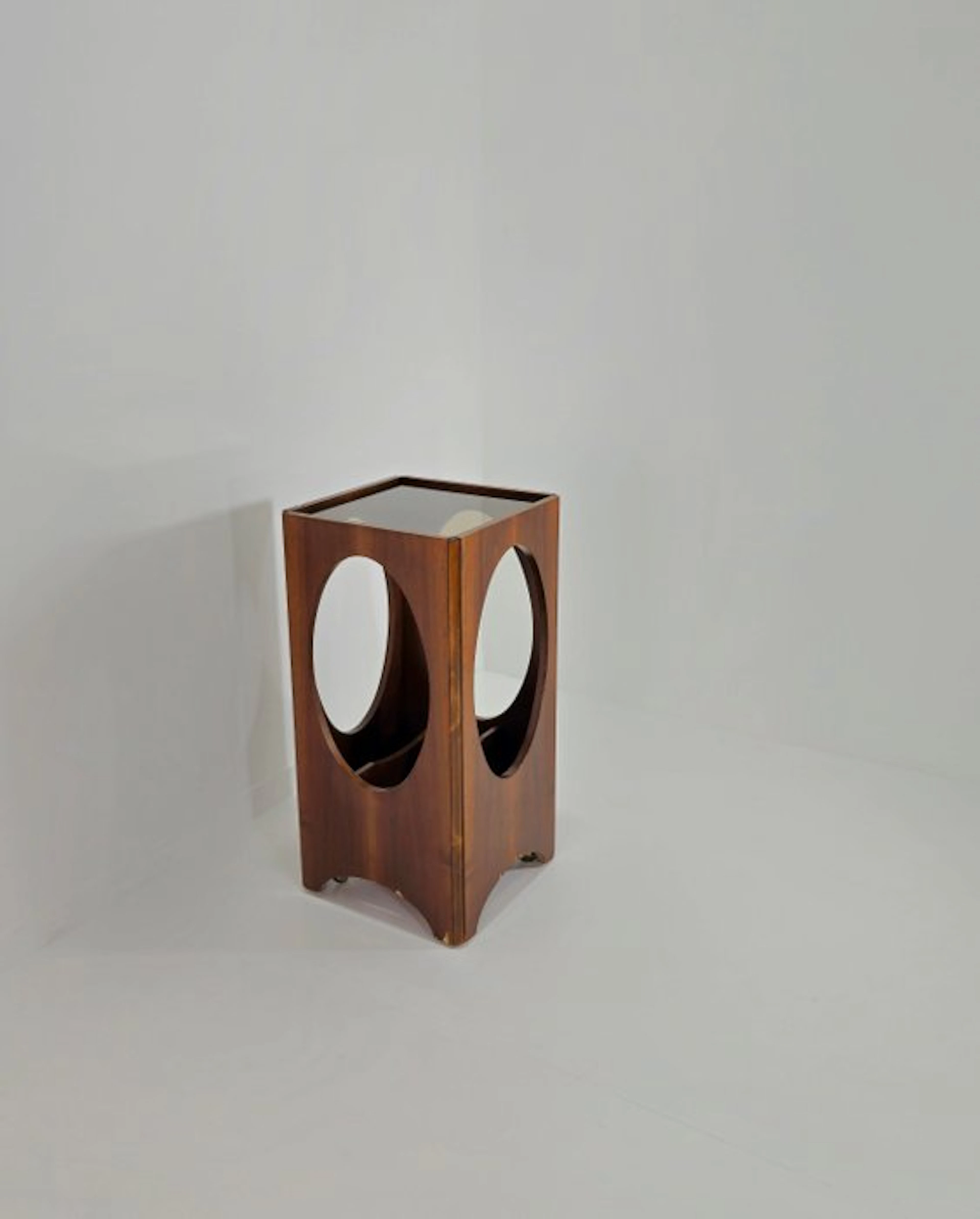 Side table - Wood, Glass - Italian design 1960s/1970s