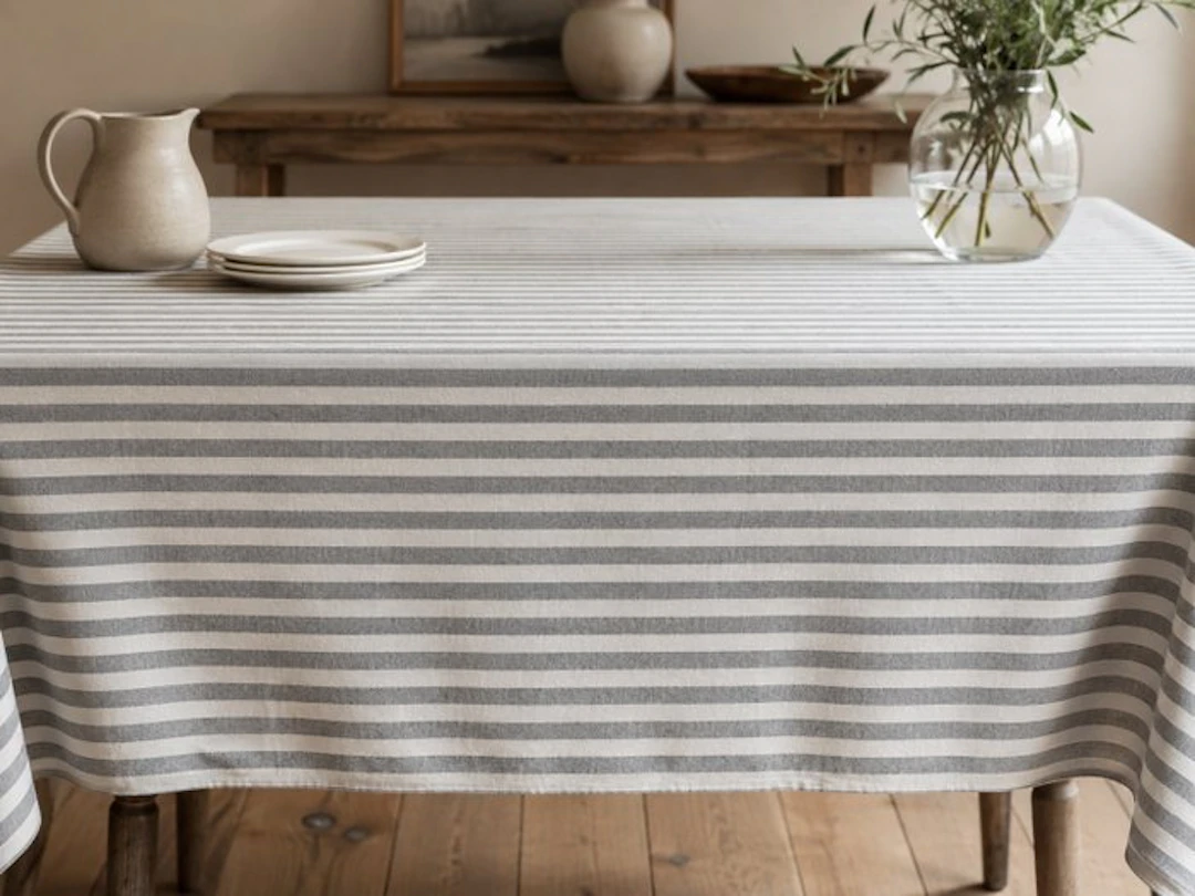 Gray and ivory striped upholstery fabric – Contemporary...