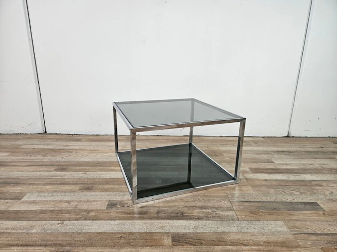 Centre table - Coffee table in steel and smoked glass - Steel, Glass