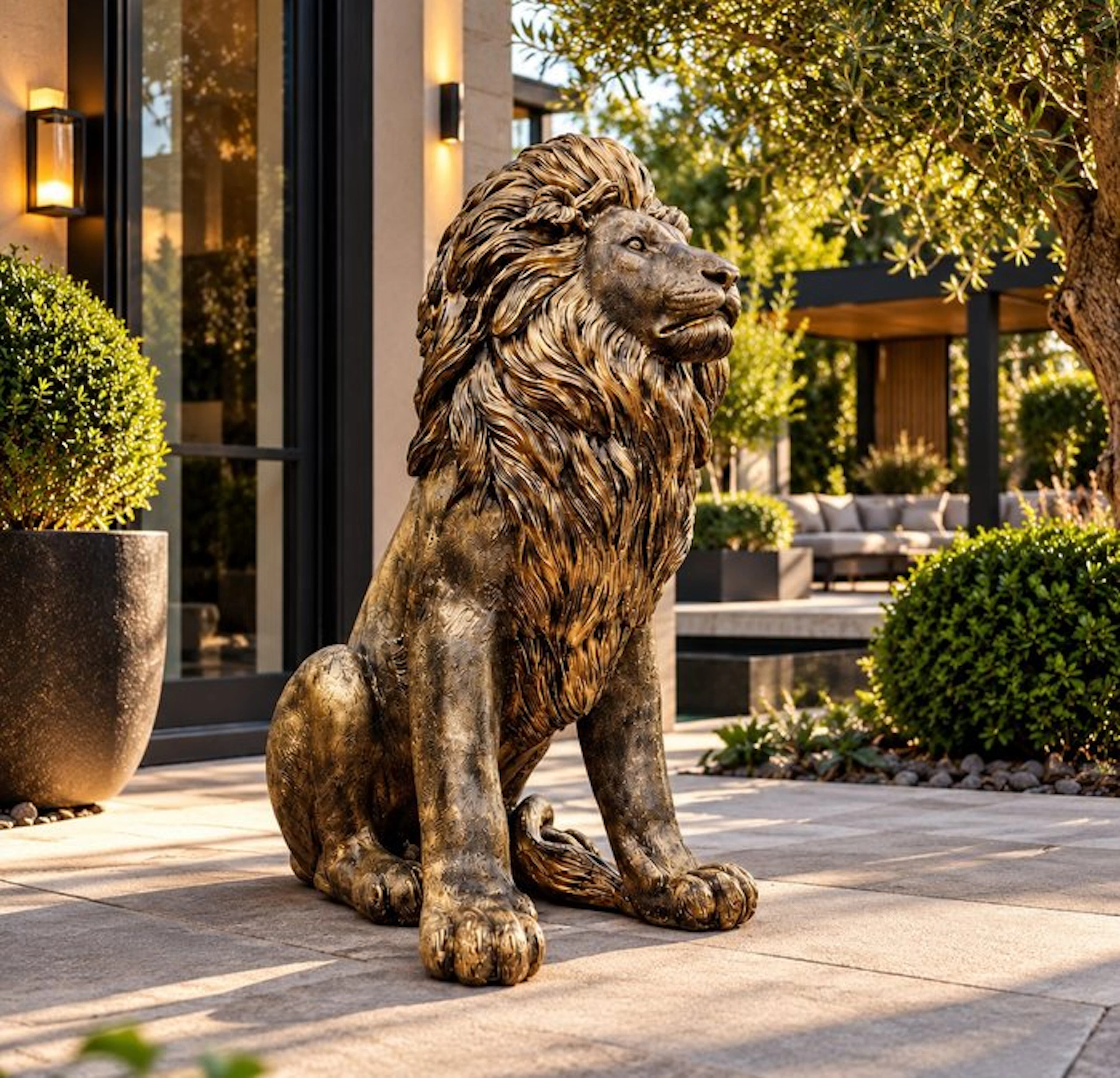 Statue, XXL Lion - Gold/Bronze Color - 135 cm - Resin - 2026