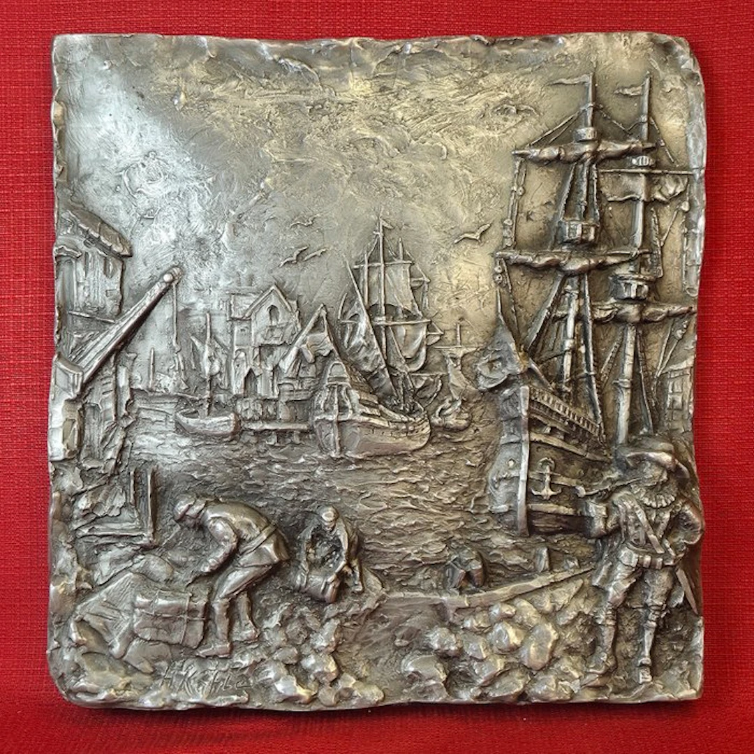 Wall decoration - Grand bas-relief mural en fonte à froid...