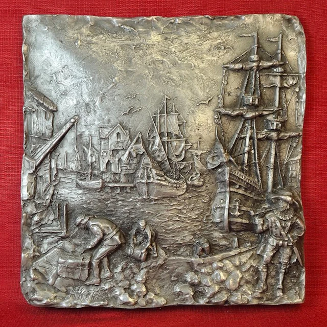 Wall decoration - Grand bas-relief mural en fonte à froid...