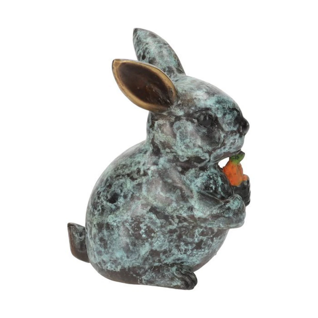 Figurine - Beeldje - Schattig konijn met wortel - Brons - Bronze