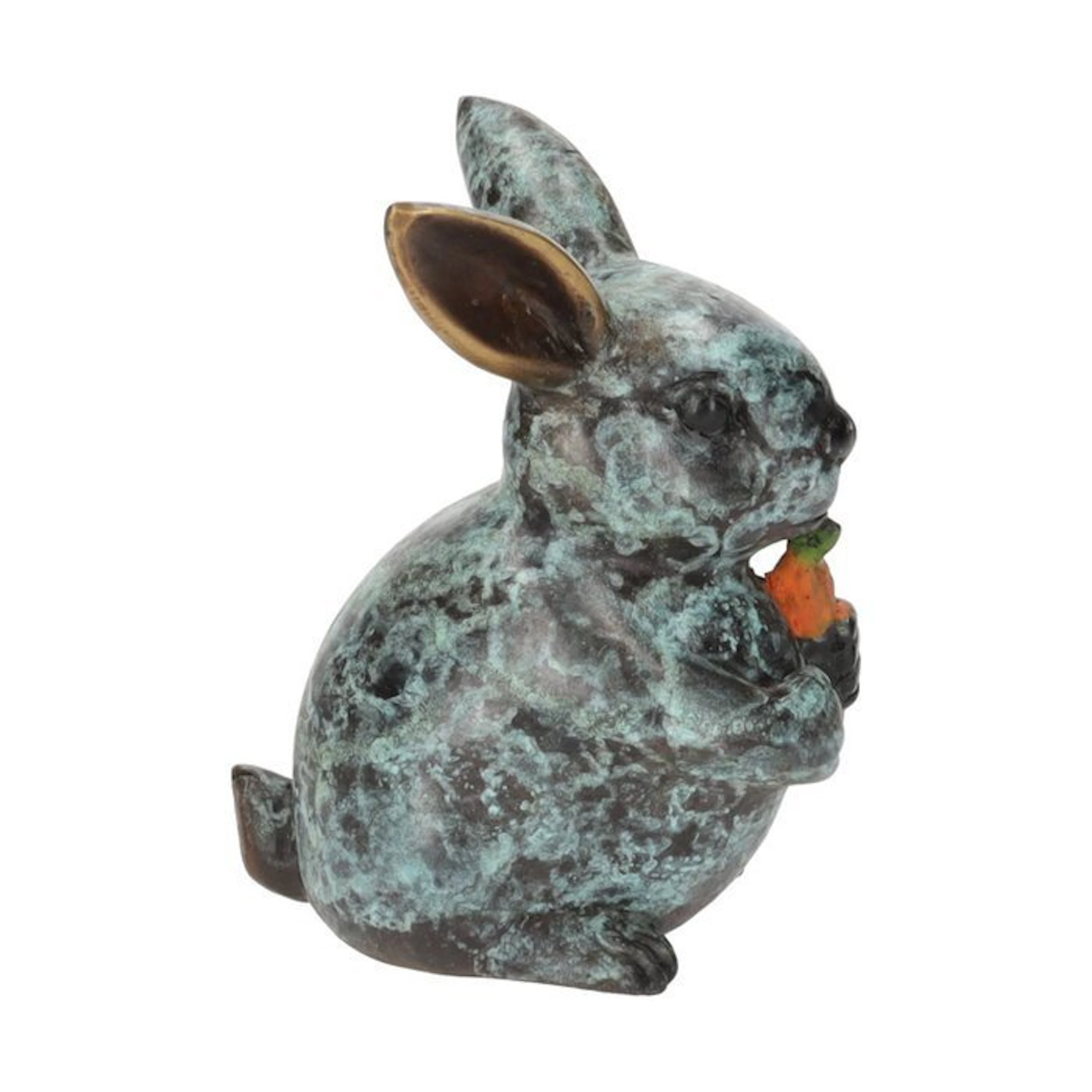 Figurine - Beeldje - Schattig konijn met wortel - Brons - Bronze