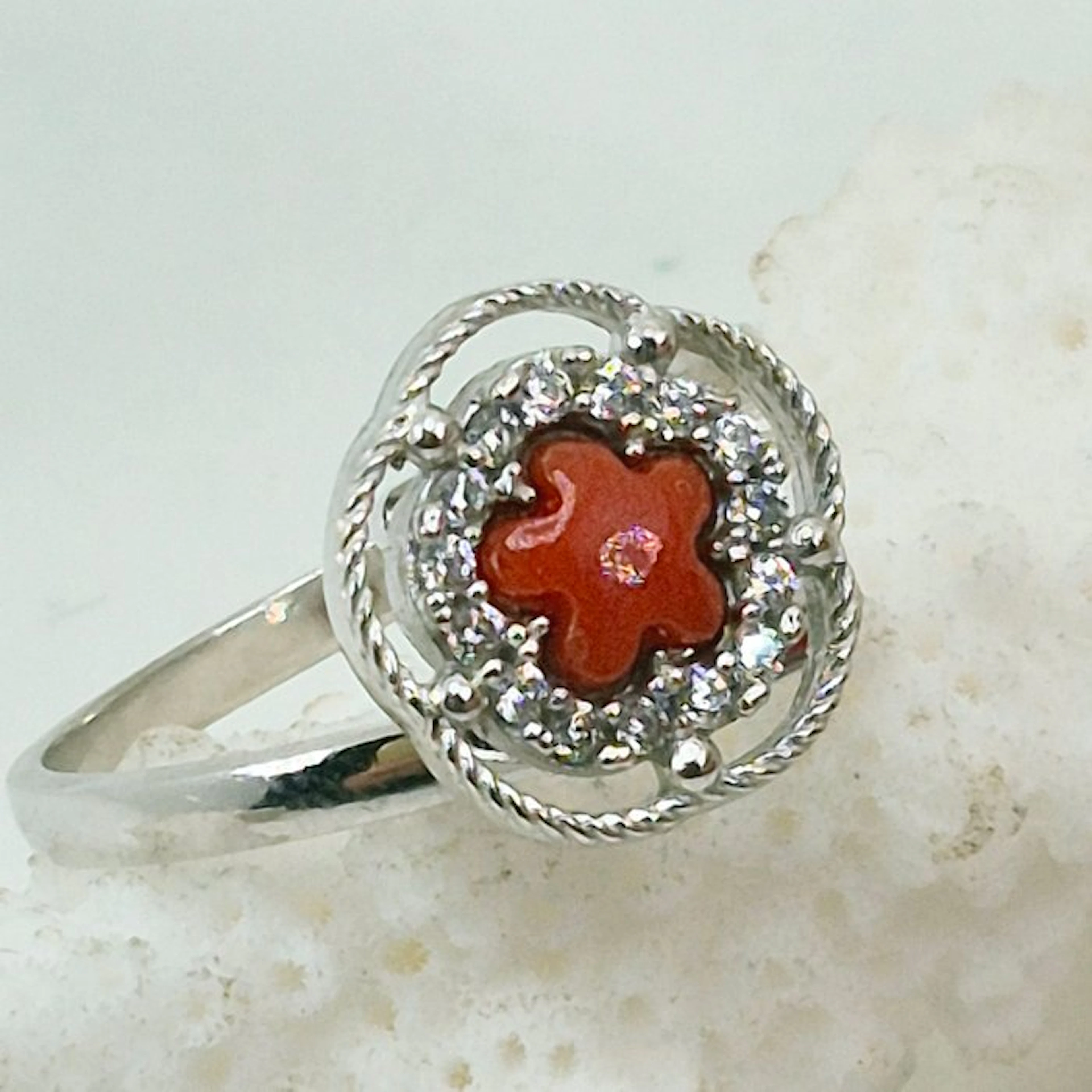 Coral - Silver, No Reserve - Ring - CORALLO MEDITERRANEO