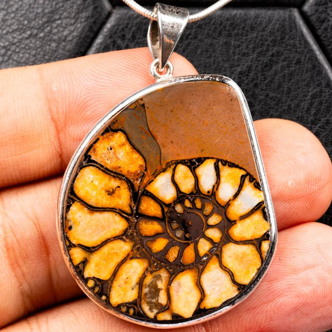 Exclusive Pendant - Fossil Spiral Jurassic Silver Jewelry...