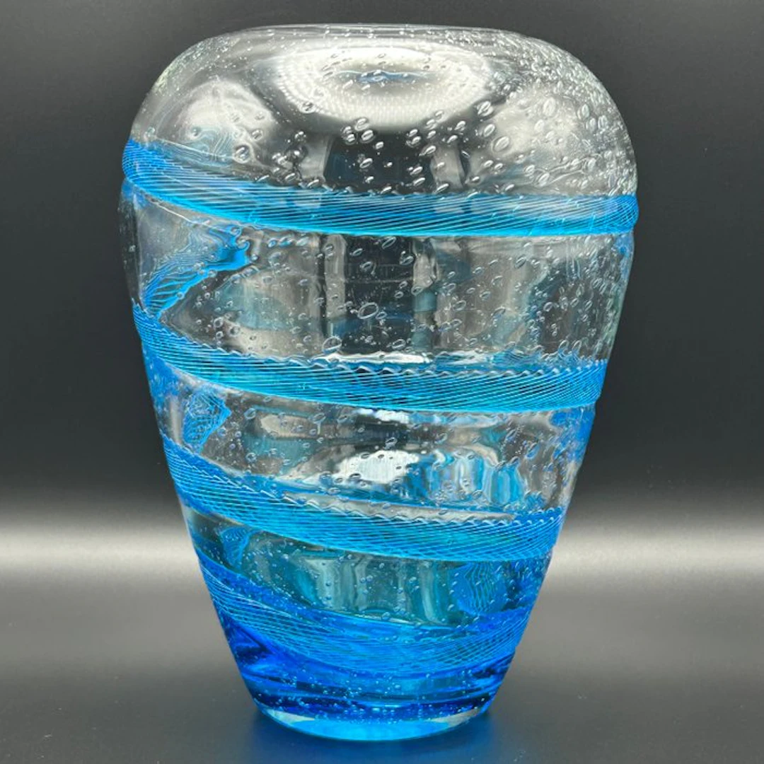 Manifattura italiana - Vase - Bubbly glass and reticello - Glass