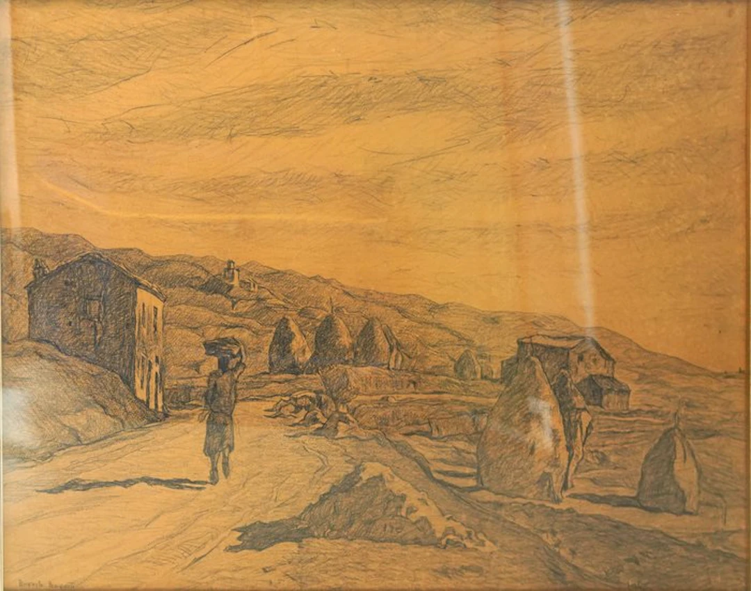 Benvenuto Benvenuti (1881-1959) - Paesaggio con figure