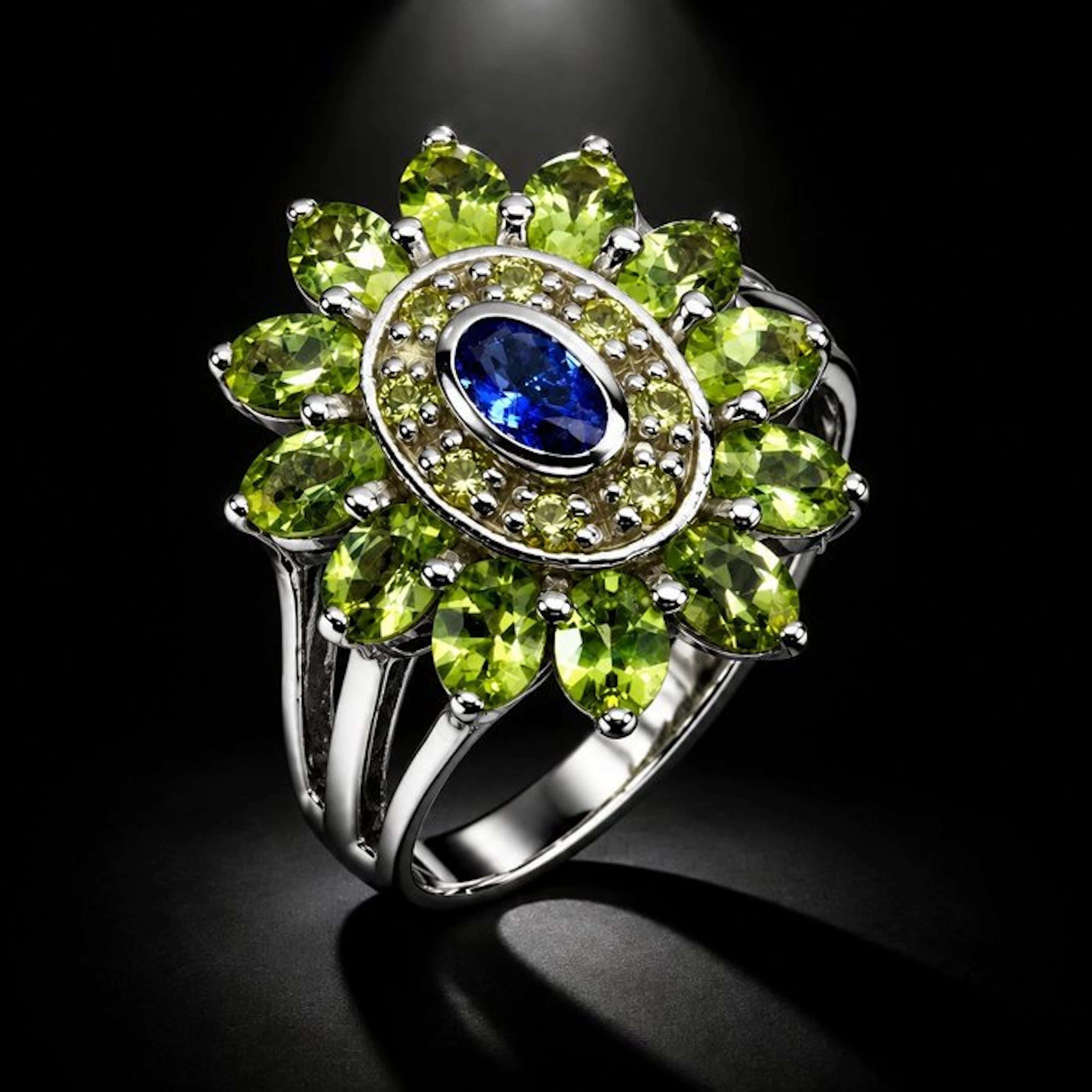 No reserve price - Ring 925 sterling silver - set with Peridot