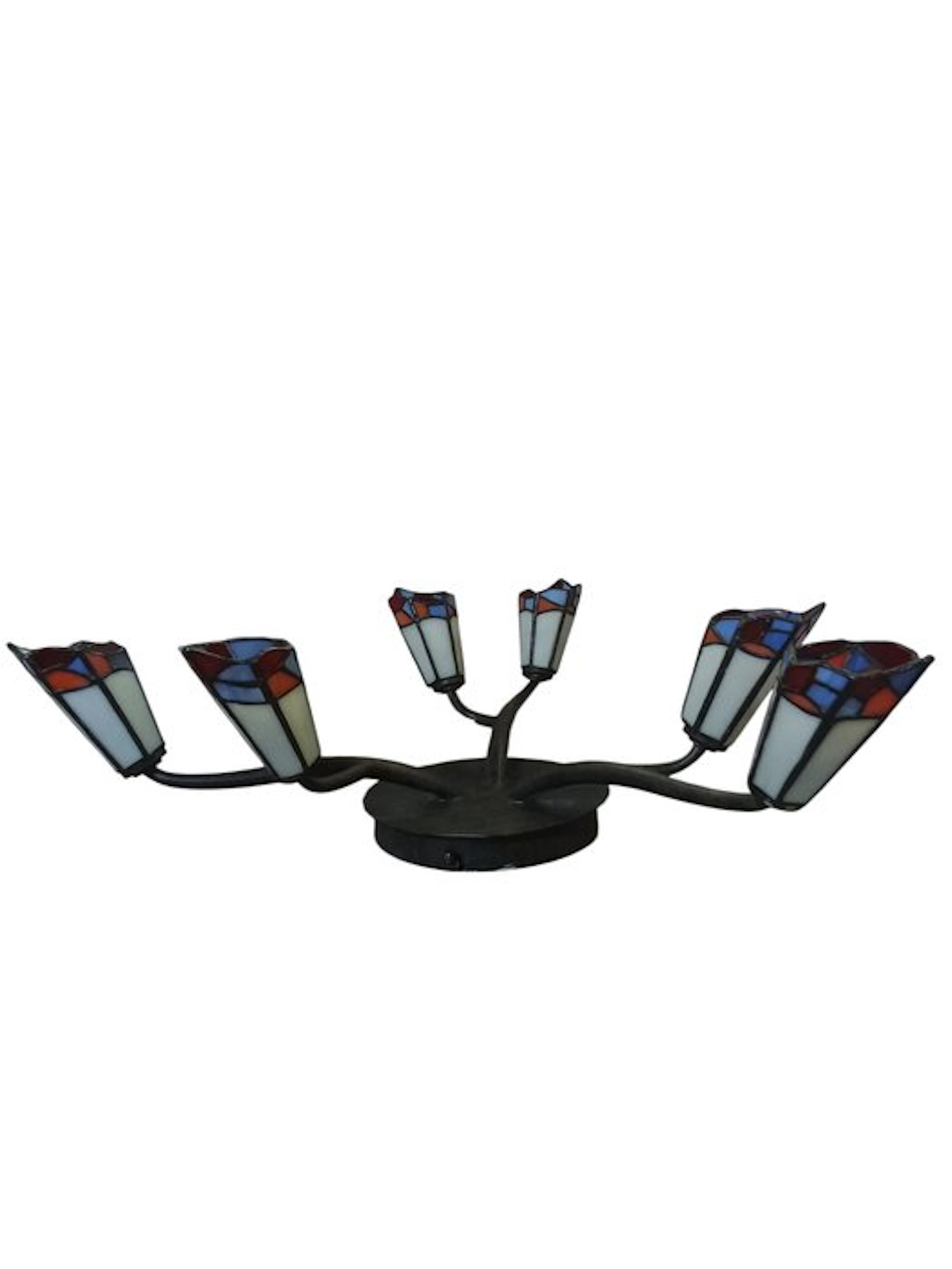 Chandelier - glass/lead/metal - Tiffany style