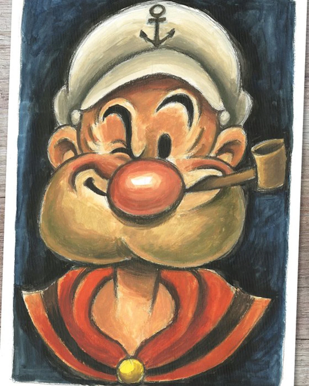Vizcarra Popeye Vintage Portrait - Hand Signed Original Gouache Artwork