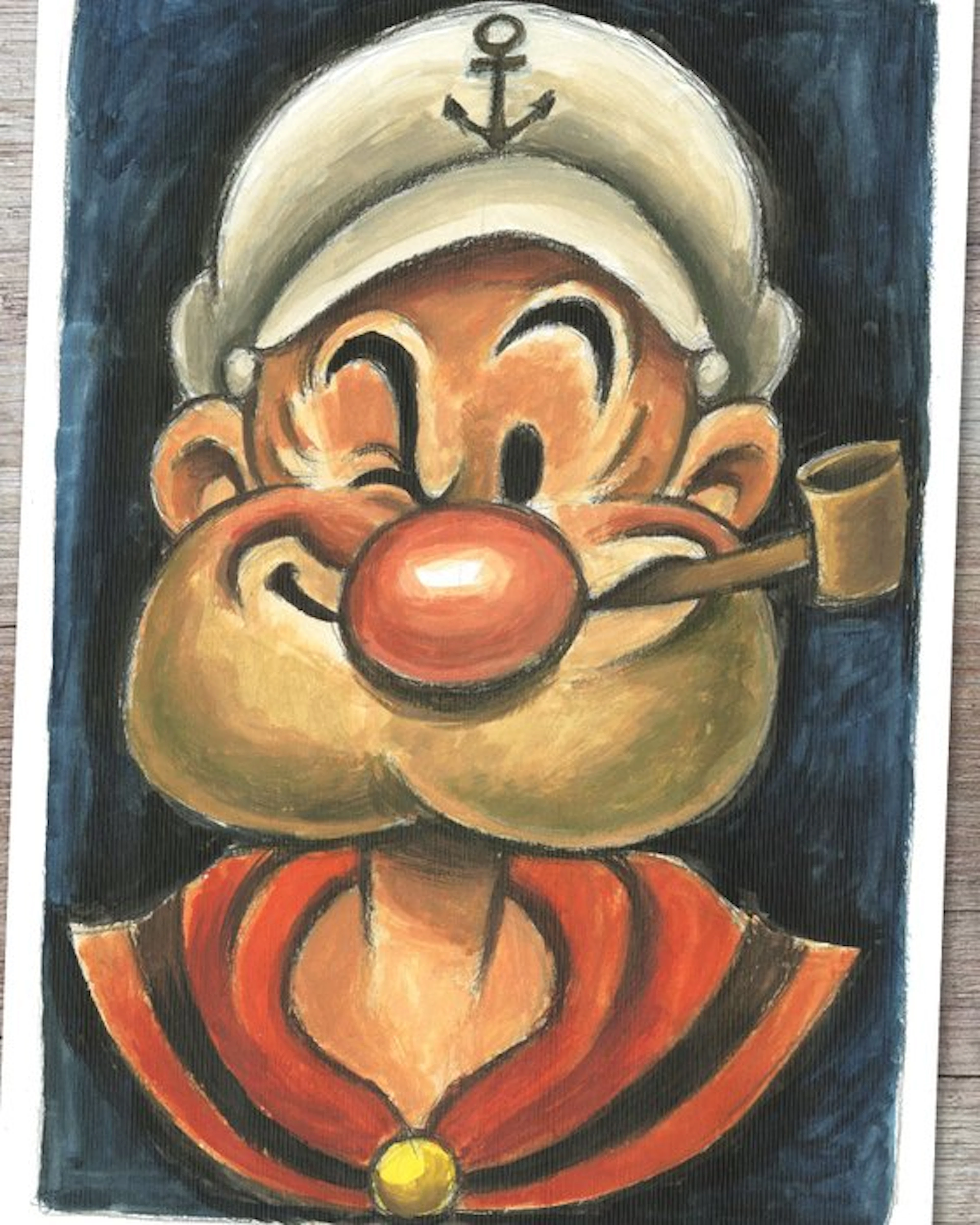 Vizcarra Popeye Vintage Portrait - Hand Signed Original Gouache Artwork