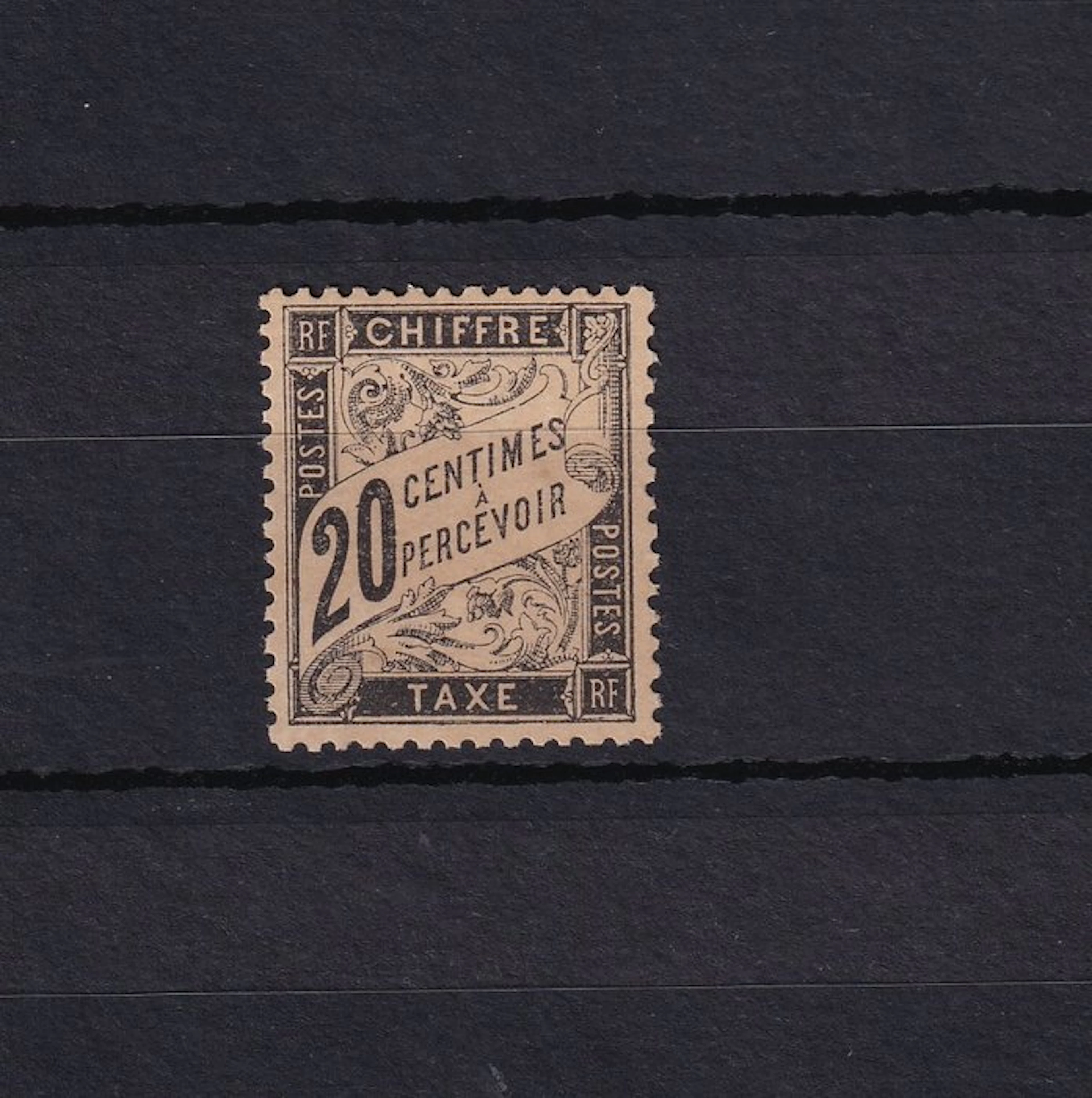 France 1882 - Gorgeous black 20¢ tax - Yvert taxe n°17